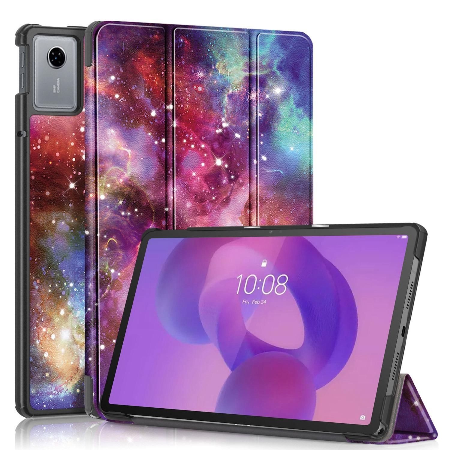 Wigento Tablet-Hülle Für Lenovo Idea Tab 11 Zoll Wake Smart Cover Tasche Hülle Milchstraße, Milchstraße Design, 3-Fold Standfunktion