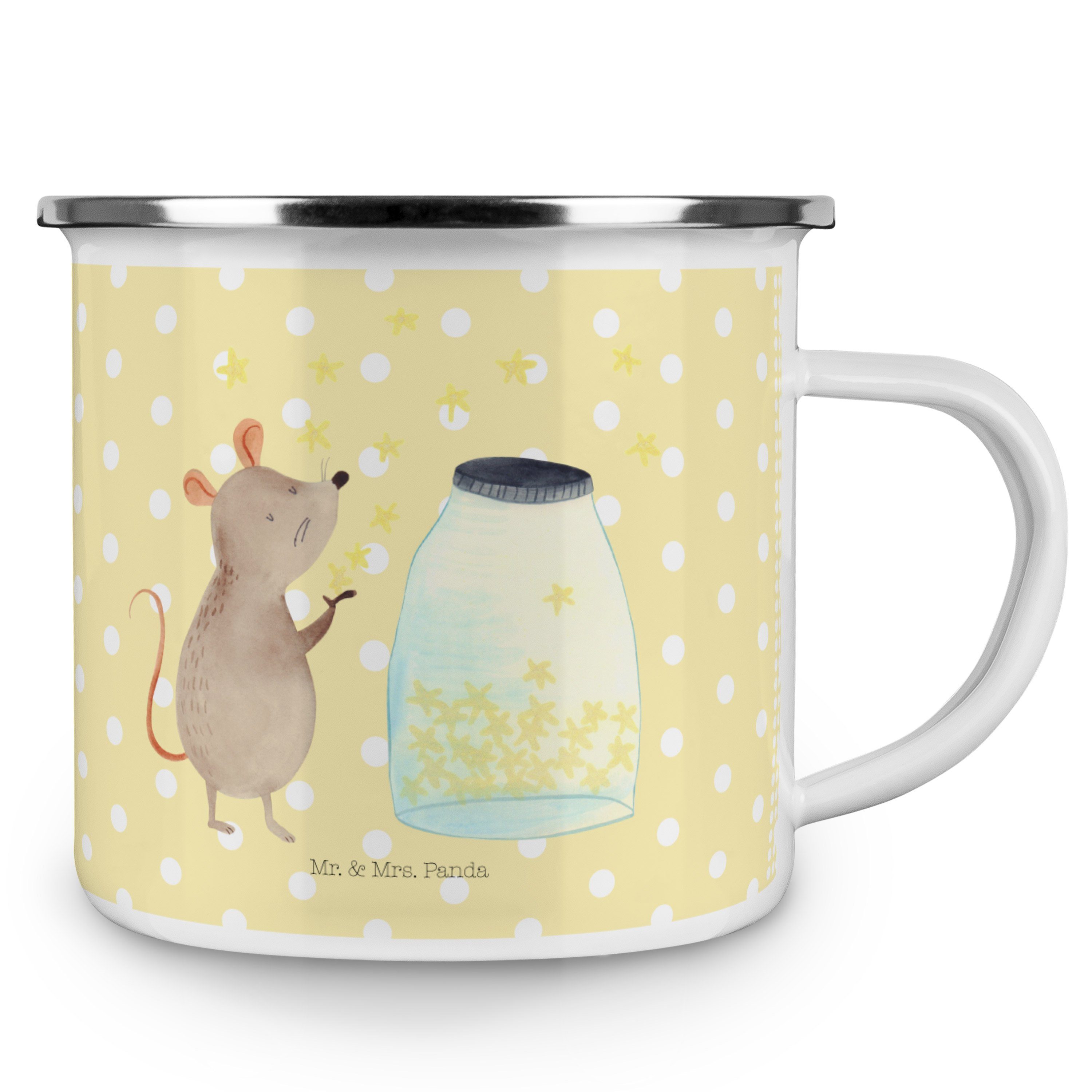 - Becher Emaille Maus Emaille Geschenk, Mrs. Mr. & Gelb Hoffnun, Sterne - Panda Campingbecher, Pastell