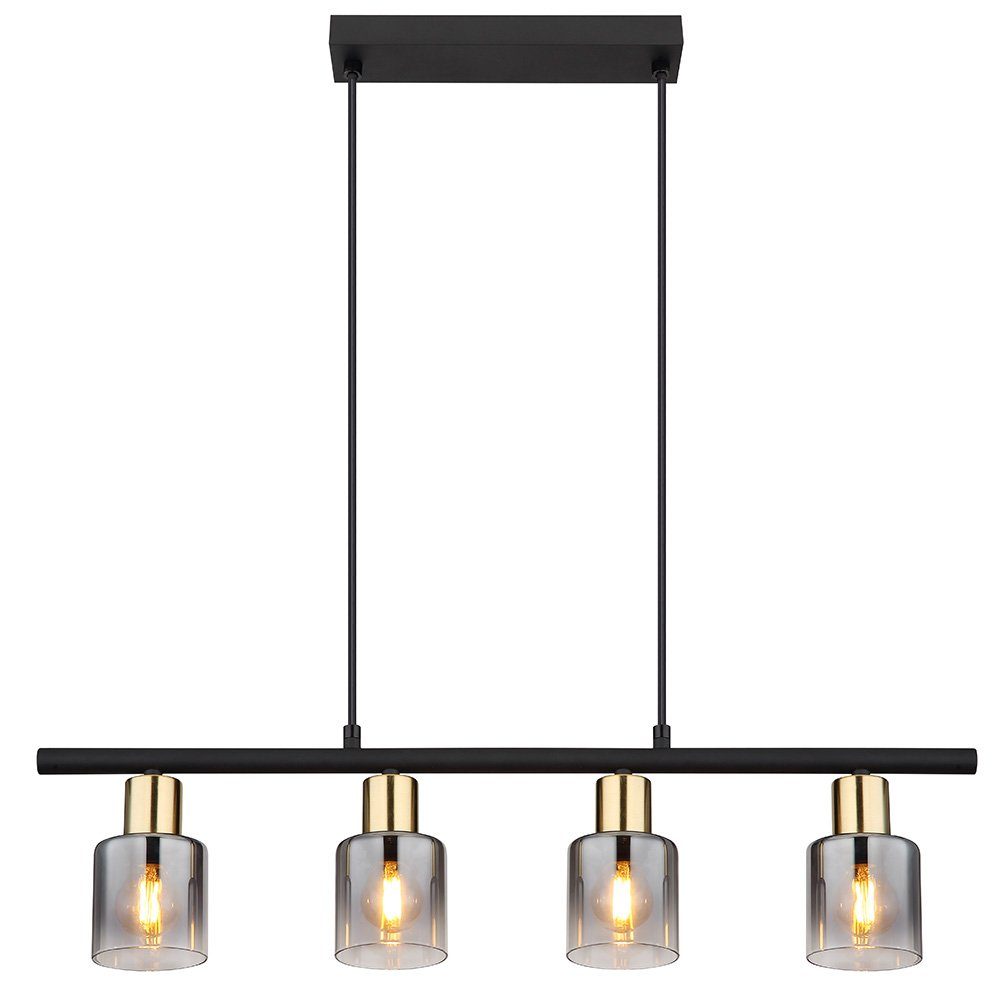 GLOBO LIGHTING LED-Hängeleuchte, Leuchtmittel inklusive, Warmweiß, Hängeleuchte Pendellampe Esstischlampe Rauchglas 4 flammig LED H 120cm