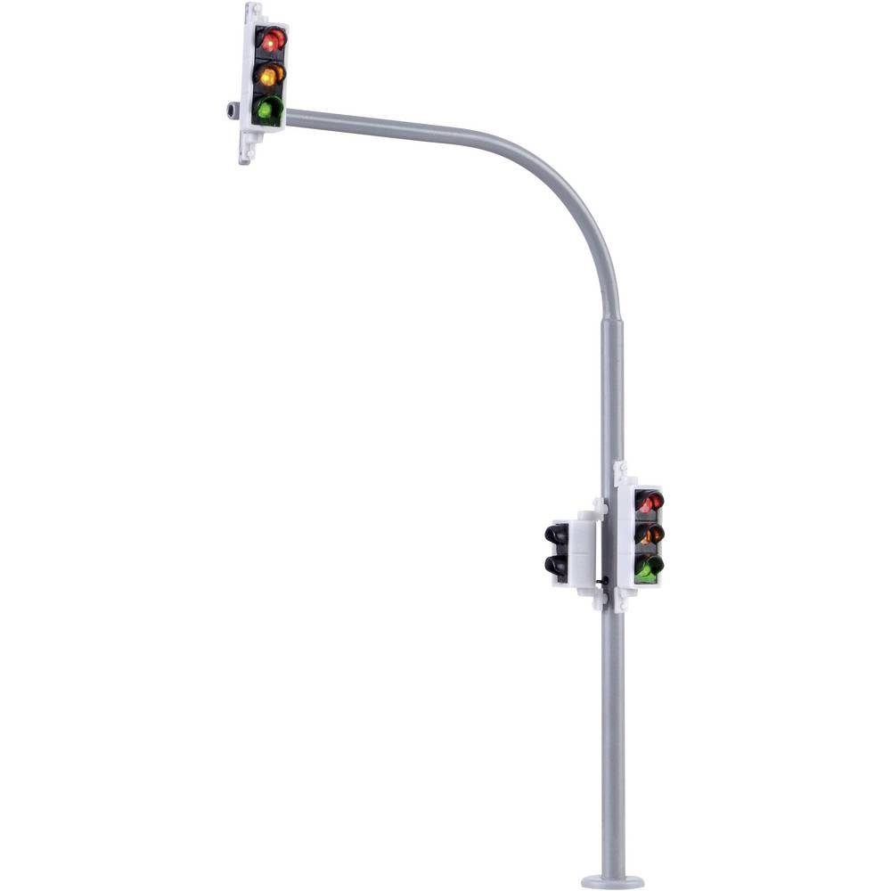 Modelleisenbahn-Verkehrszeichen H0 Bogenampel mit Fußgängerampel und LEDs, 2
