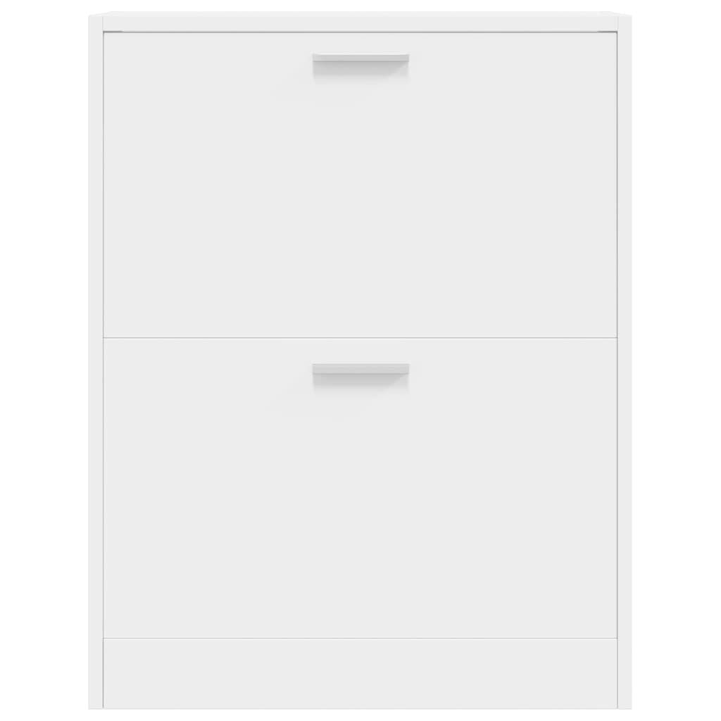 furnicato Schuhregal Schuhschrank Weiß 63,5 x 24 x 81 cm aus Massivholz mit 2 Fächern, 1-tlg., Schuhregal mit Trennplatten, Wandhalterung und Platz für 12 Paare
