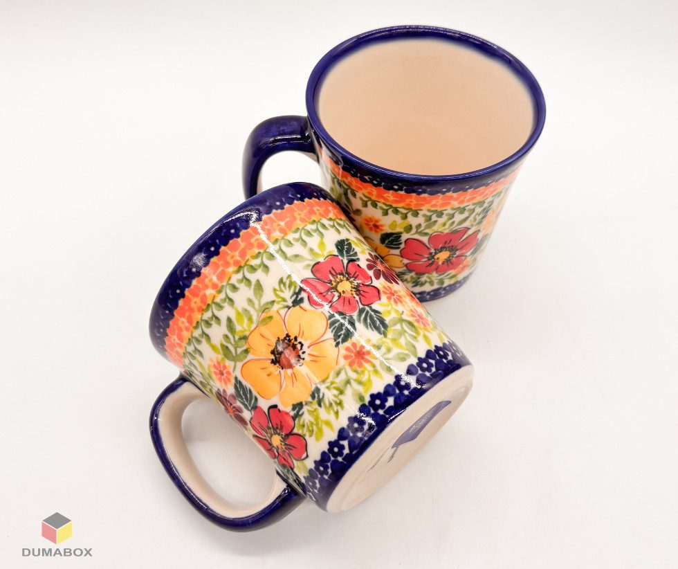 Ceramika Bolesławiecka Kalich Becher Handgefertigte Bunzlauer Keramik Tasse, Becher 400 ml UNIKAT