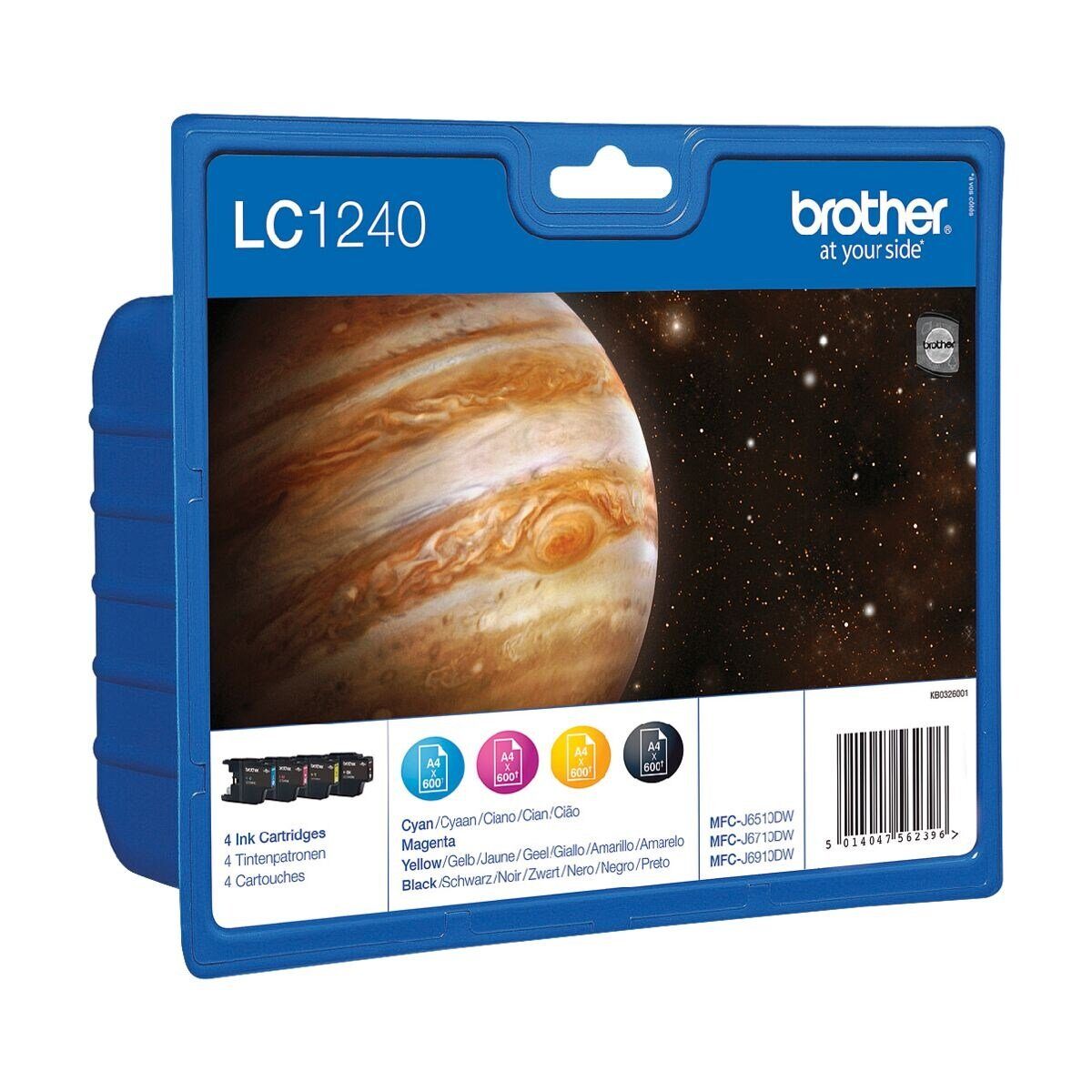 Brother LC-1240 Tintenpatrone (Set, 4-tlg., Original Druckerpatronen, schwarz, cyan, magenta, gelb)