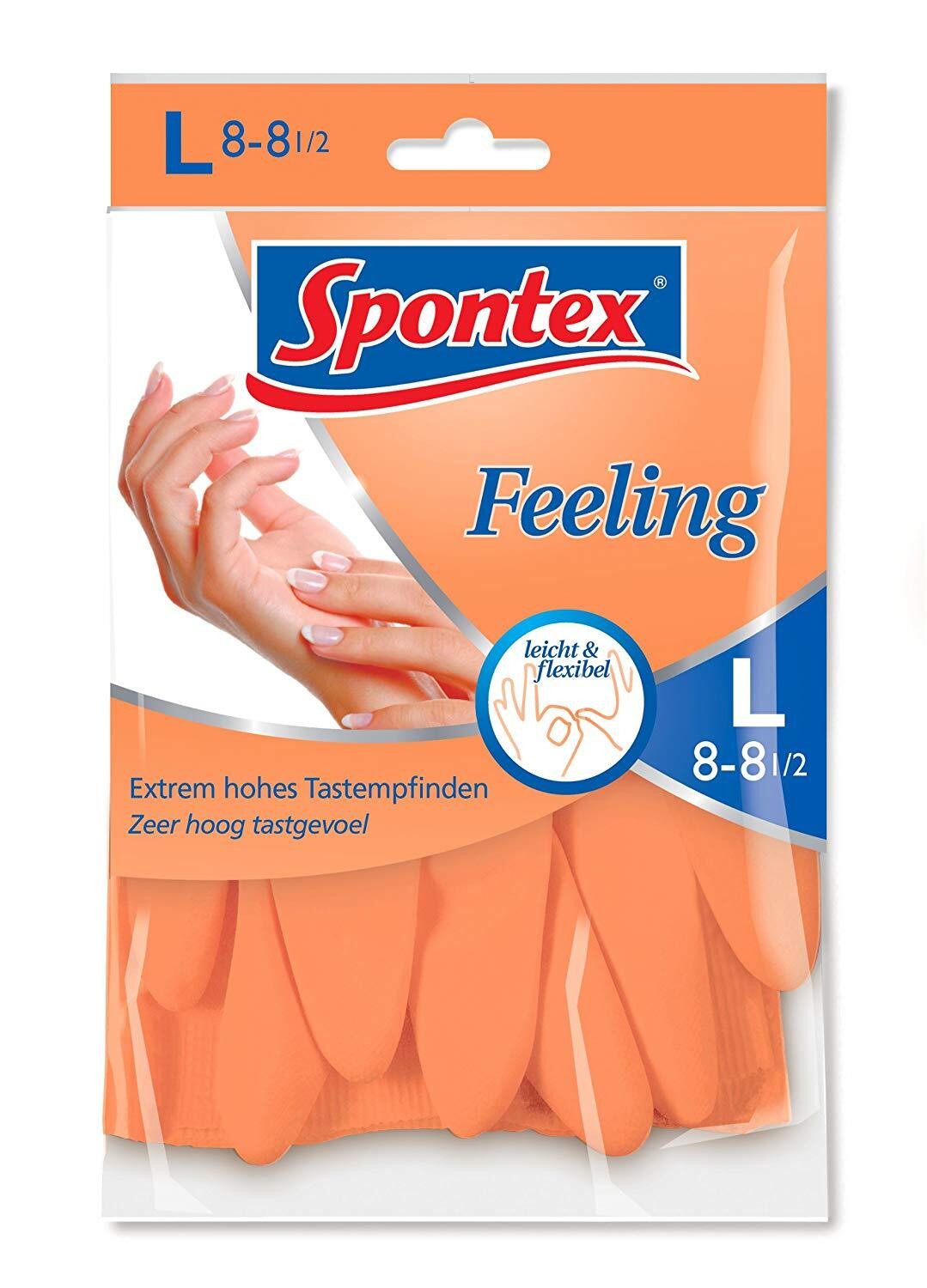 SPONTEX Latexhandschuhe Handschuh Feeling Größe L (1-St)