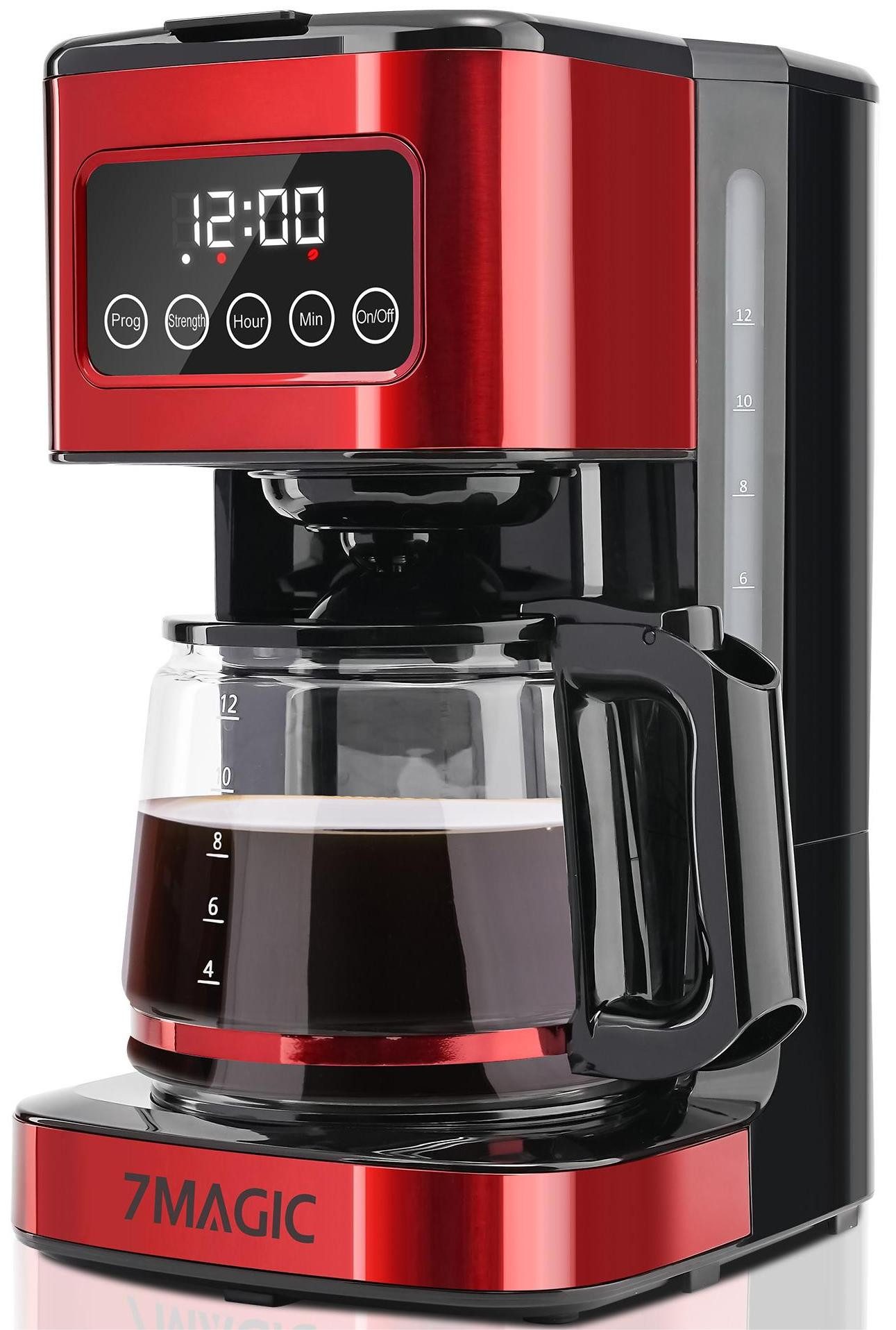 7MAGIC Filterkaffeemaschine, 1.5l Kaffeekanne, Kaffeemaschine mit Timer, 2 Konzentration, Automatische Warmhalte