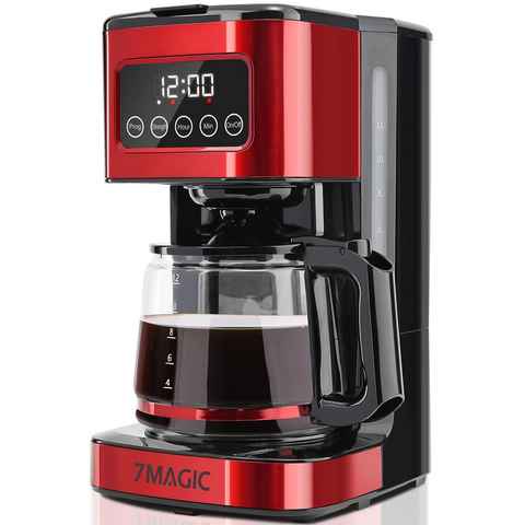 7MAGIC Filterkaffeemaschine, 1.5l Kaffeekanne, Kaffeemaschine mit Timer, 2 Konzentration, Automatische Warmhalte
