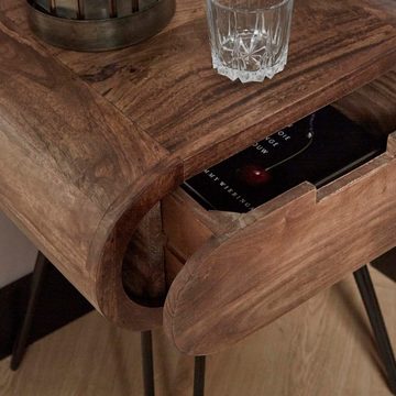 RINGO-Living Beistelltisch Massivholz Nachttisch Sanoe mit Schubladen in Natur-dunkel und Schwarz, Möbel