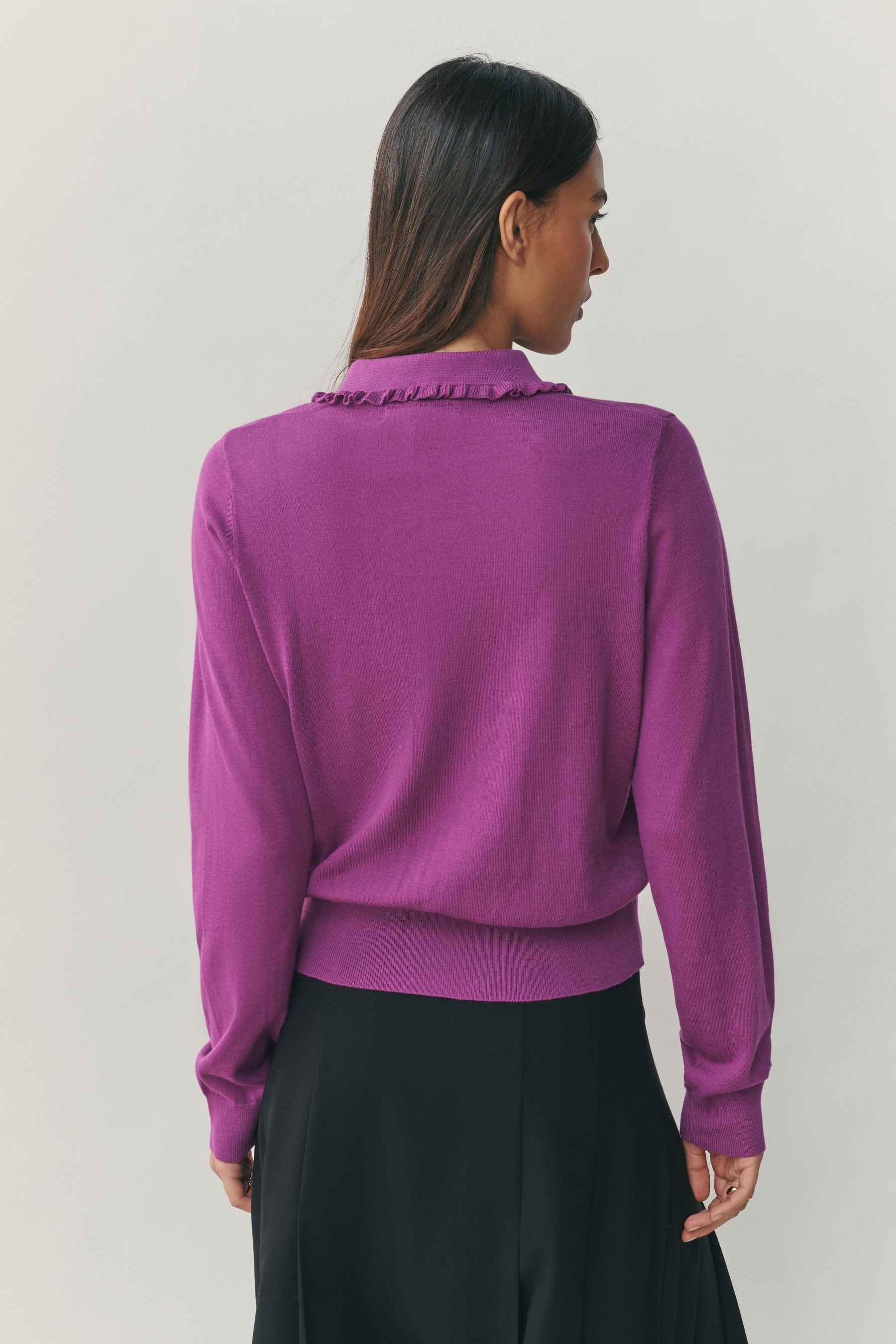 Next Polokragenpullover Gerüschtes Polo-Oberteil aus weicher Baumwolle (1-t günstig online kaufen