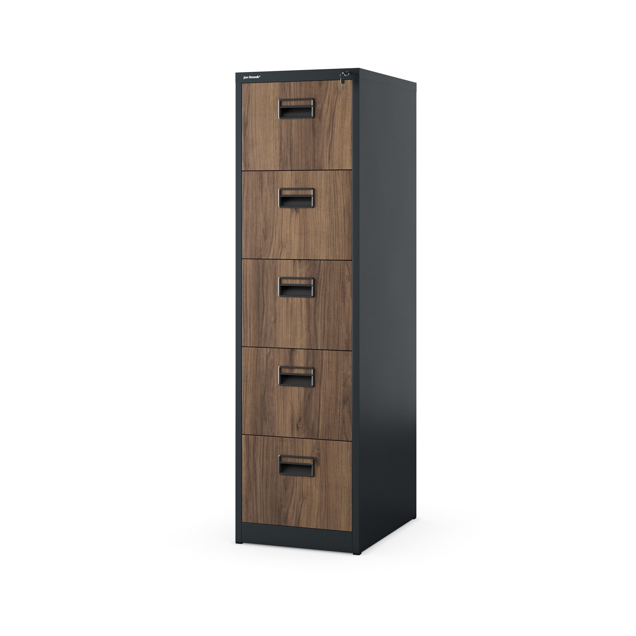 Jan Nowak Aktenschrank Metall Aktenschrank 5 Schubladen SARA V5 46 x 163 x 62 cm Stahl (0,6 mm Kugellagerschienen Anti-Kipp-Sicherung Wandmontage) Büroschrank abschließbar Schloss robust 5 Farben PZH DSGVO
