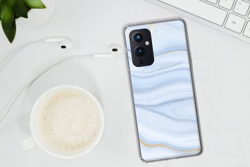 MuchoWow Handyhülle Marmor - Welle - Blau - Muster - Marmoroptik - Pastell, Phone Case, Handyhülle OnePlus 9, Silikon, Schutzhülle