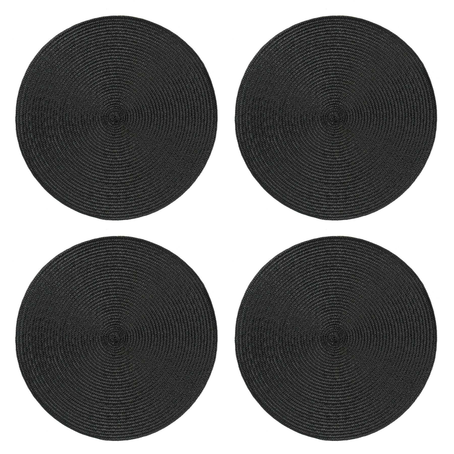 Haus und Deko Platzset Tischset 4er Set rund 35 cm Ø Platzset abwaschbar Platzdeckchen gefloc, (4-St)