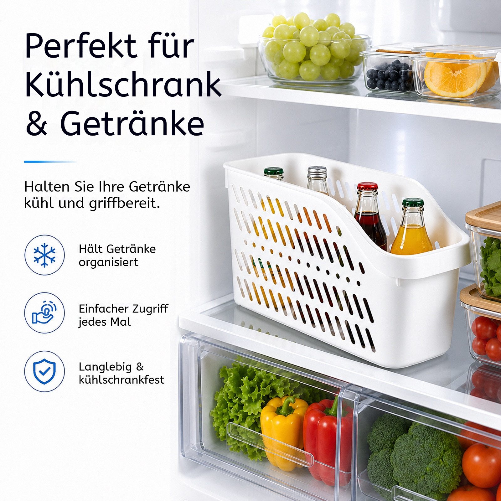 BlingBin Aufbewahrungskorb Aufbewahrungsbox mit Rollen Küchenschrank, Organizer und Aufbewahrung (3er Set, 3 St., Unterbecken Organizer,Mehrzweck Kunststoff Schrankkorb 36x19x13cm), Für Küche, Badezimmer, Küchenschrank, Kosmetik,Kinderzimmer,Büro