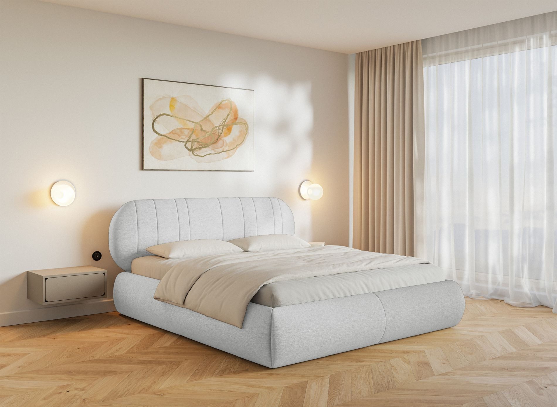 Selsey Polsterbett ASMELIO, Doppelbett mit Rollrost und Kopfteil