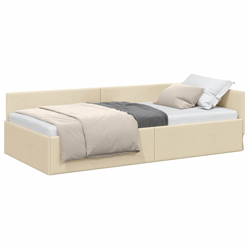 vidaXL Bett Eckbettgestell mit Kopfteil Creme 80 cm x 200 cm Samt (1-tlg) günstig online kaufen