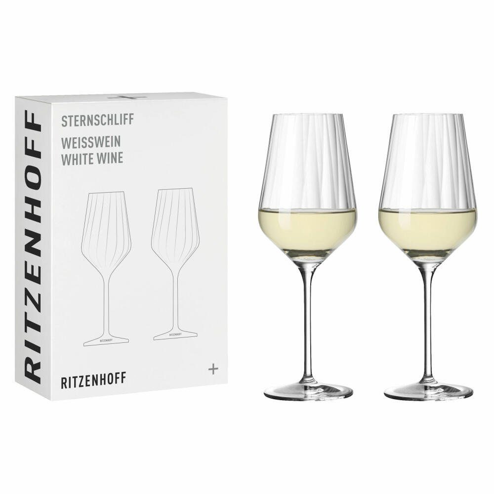 Ritzenhoff Weißweinglas 2er-Set Sternschliff 002, Kristallglas, Made in Germany