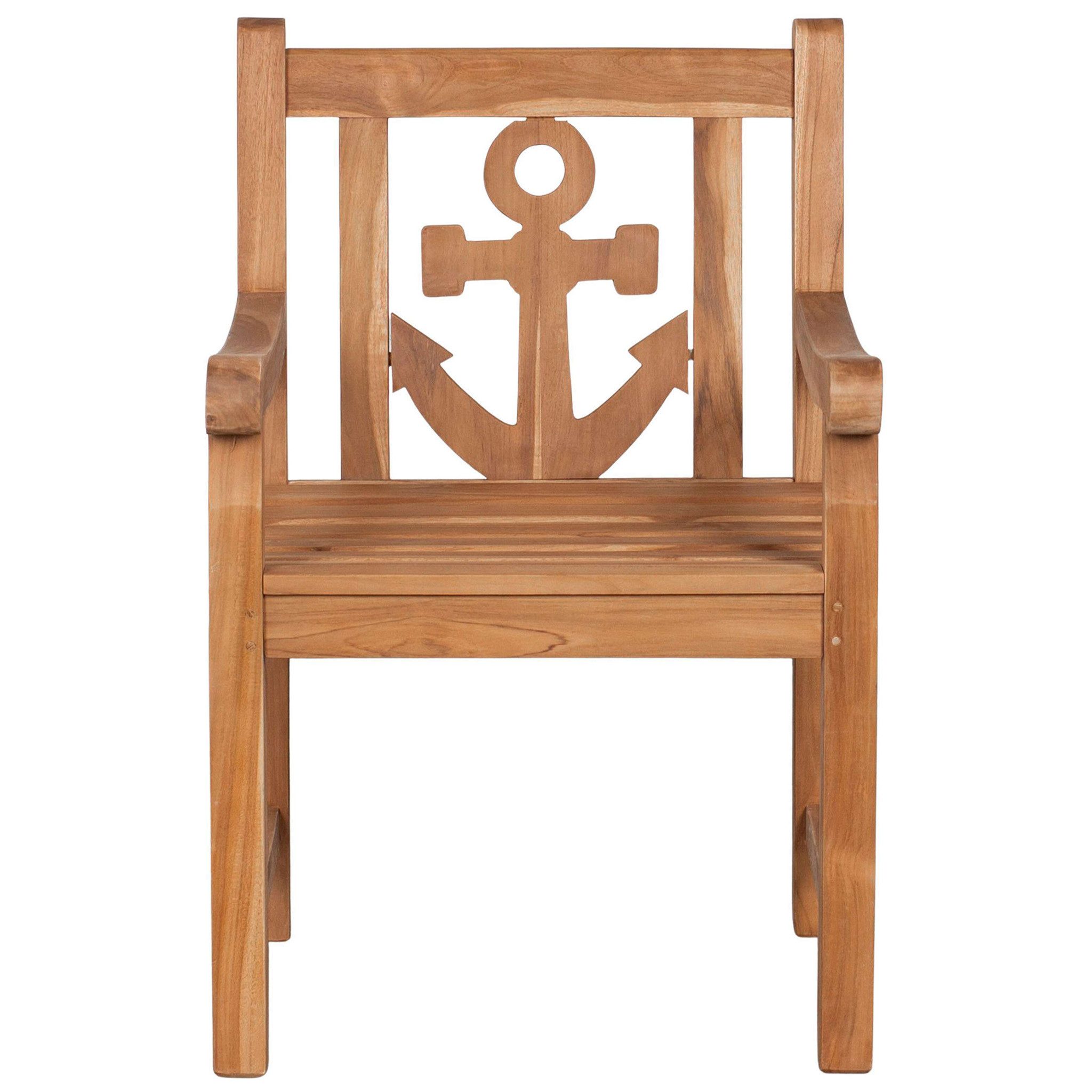 bene living Gartensessel Anker - Teakholz (1-St), geschwungende Armlehnen - Rückenlehnen mit Ankermotiv