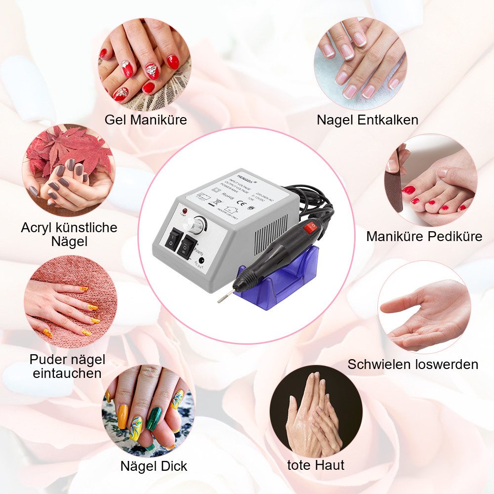 Clanmacy Maniküre-Pediküre-Set Elektrische Nagelfräser Nagelfeile Fußpflegegerät 20000U/min Maniküre, Nagelmaschine, Für Acrylarbeiten geeignet