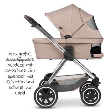 ABC Design Kombi-Kinderwagen Samba - 3in1 - Set - Pure Edition - Grain, Kinderwagen Buggy mit Babywanne, Babyschale, Sportsitz, Regenschutz
