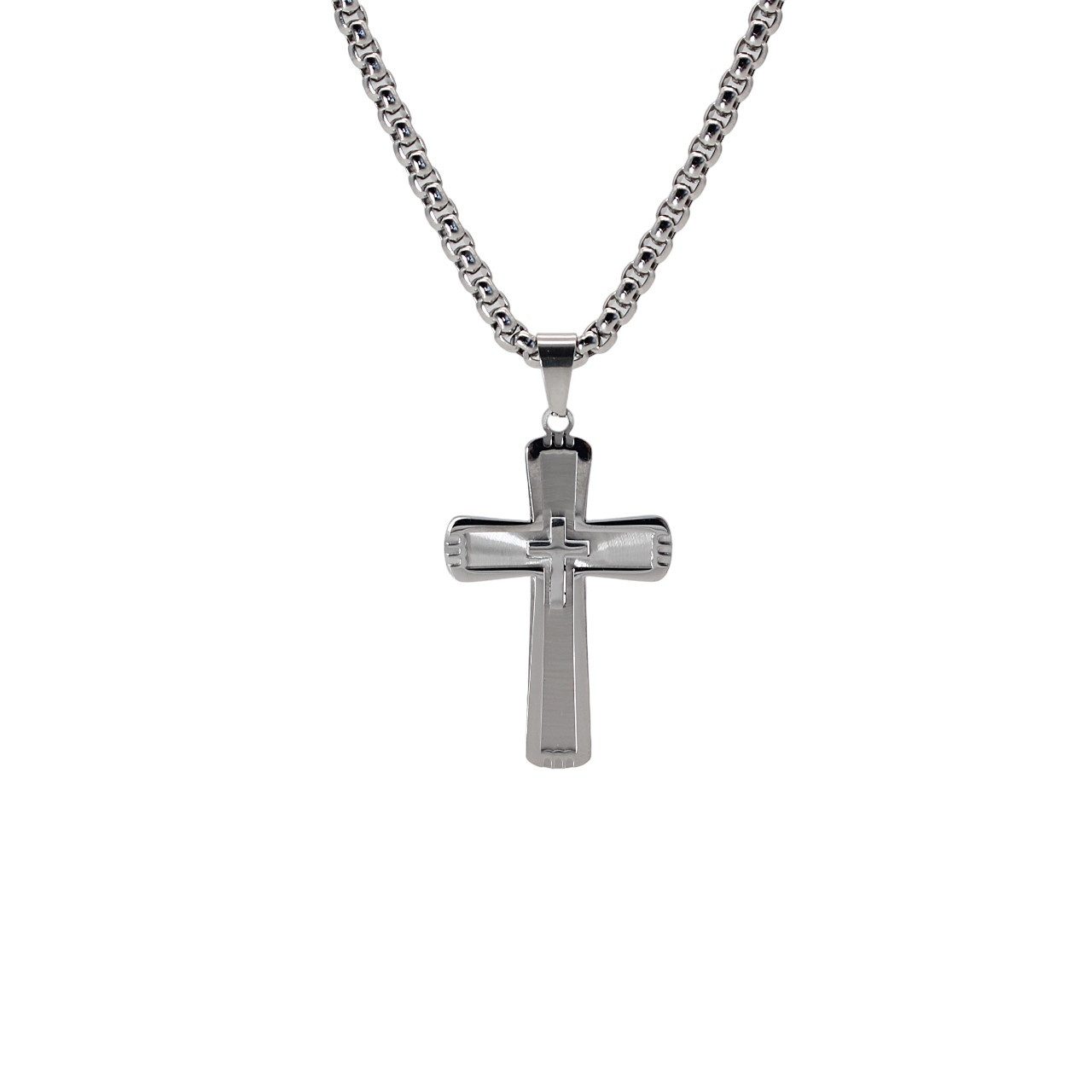 Edelstahlketten-Set Kreuzkette Kette mit Jesus Kreuz Anhänger Halskette Kreuzschmuck