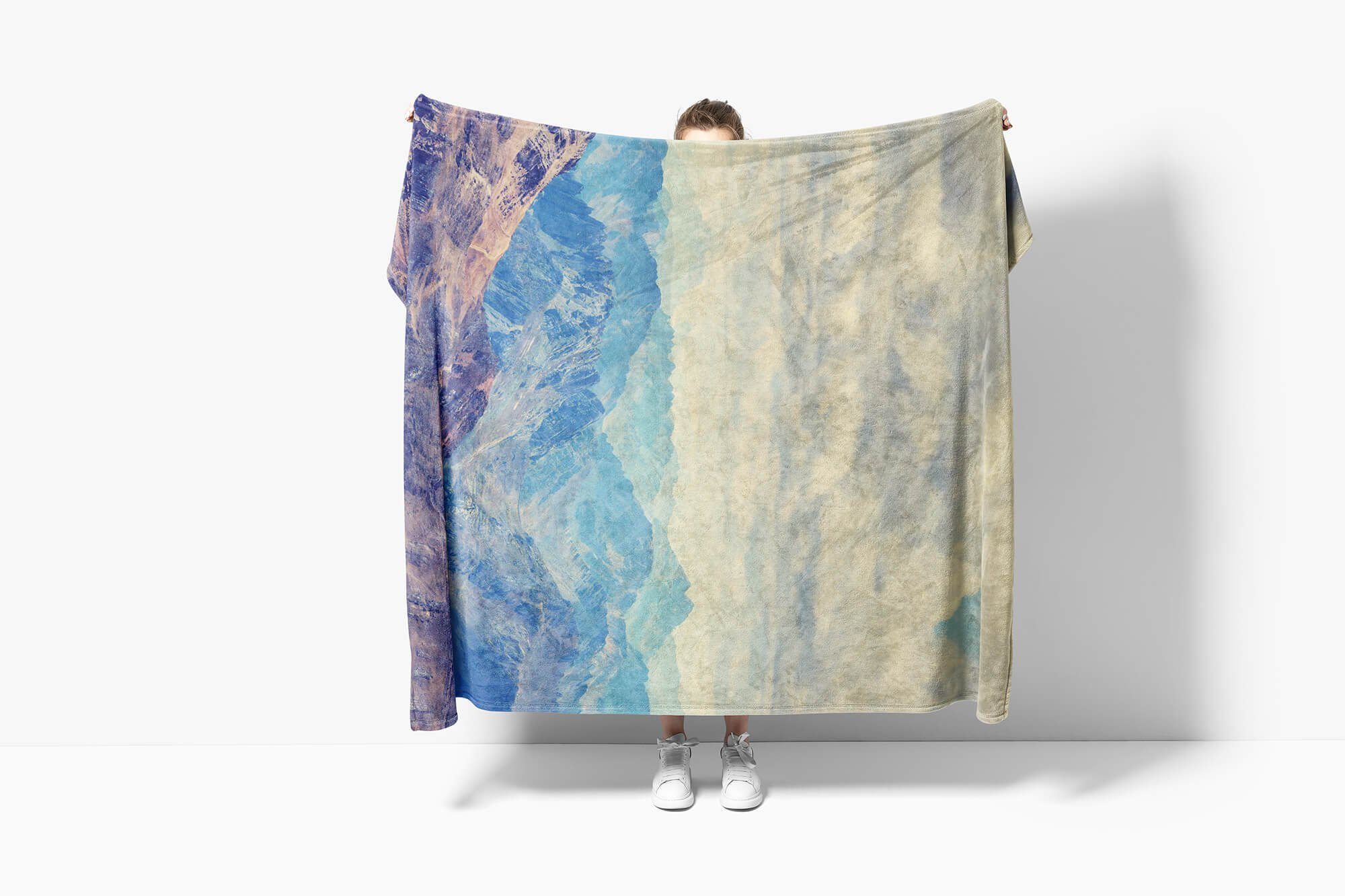 Baumwolle-Polyester-Mix Himmel, Berge Horizont Saunatuch Kuscheldecke Sinus mit Fotomotiv Strandhandtuch Handtuch Art Wolken Handtücher (1-St), Handtuch