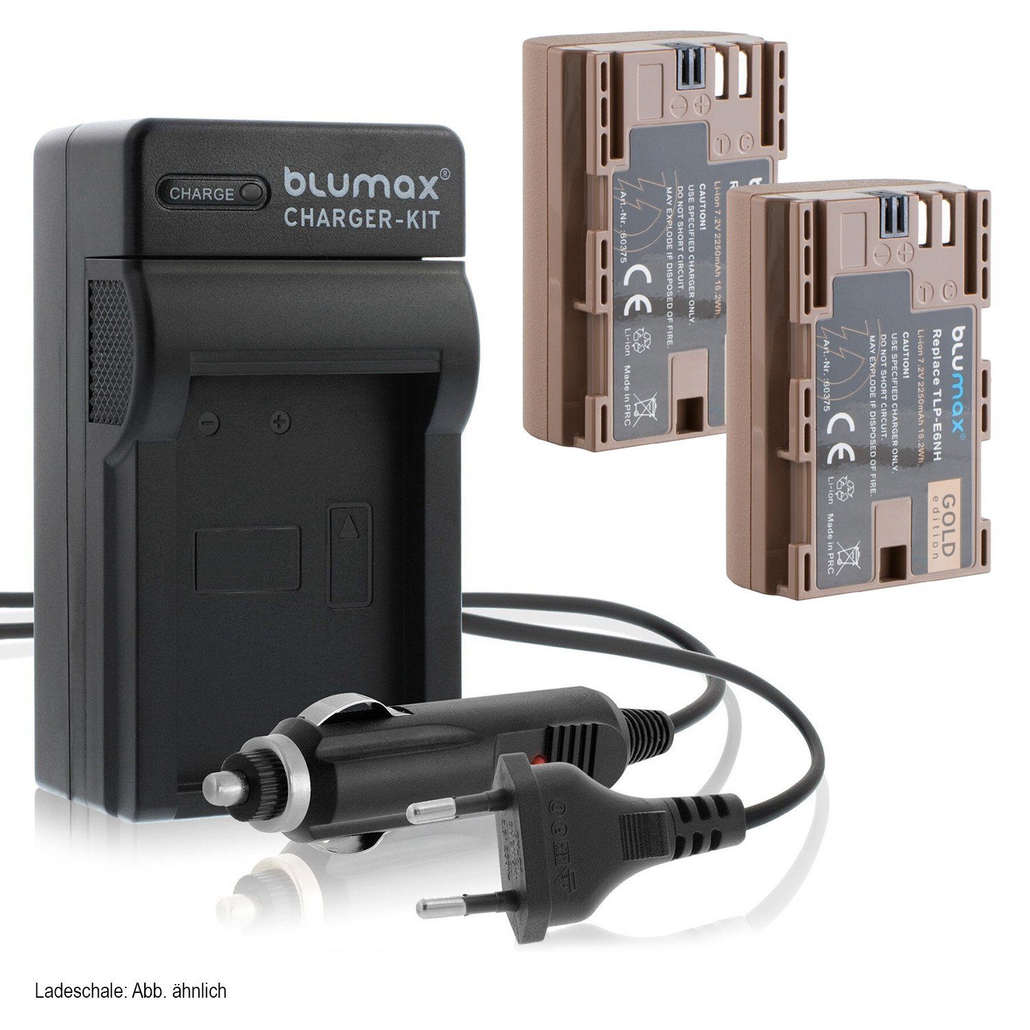 Blumax Set mit Lader für Canon LP-E6NH R7 R6 2250 mAh Kamera-Akku