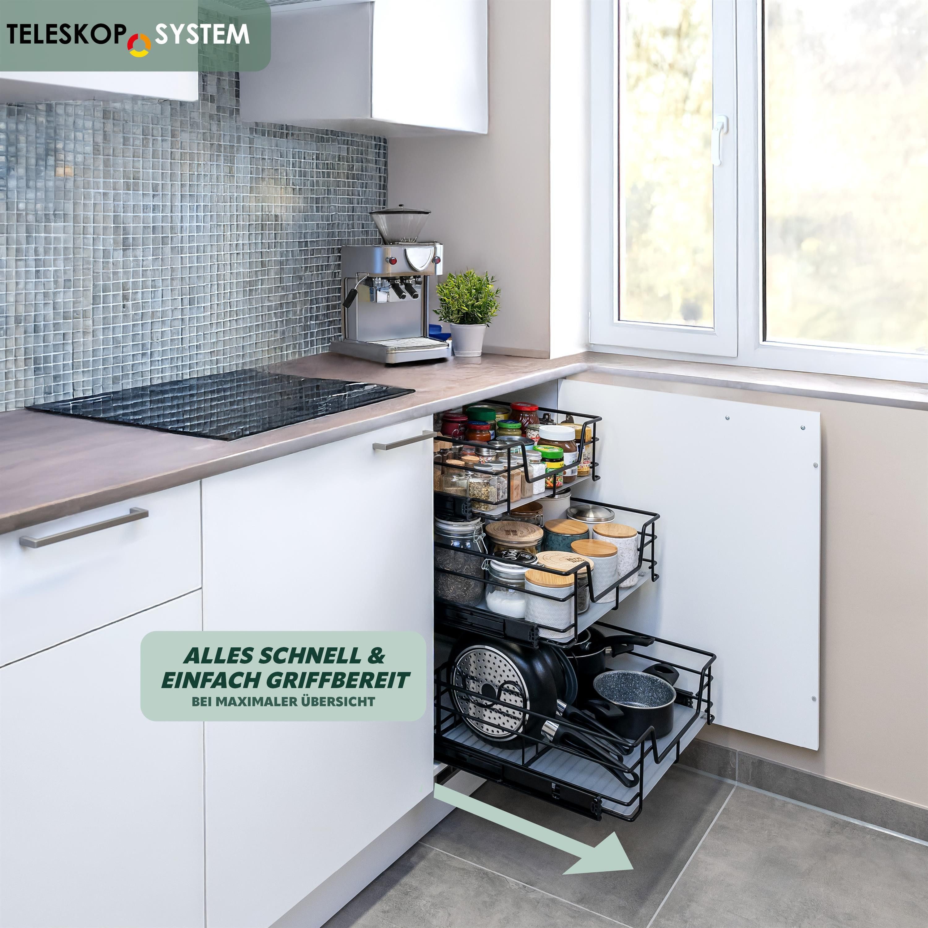 bremermann Teleskopauszug für 60 cm Schrank mit Einlegeboden, aus Metall