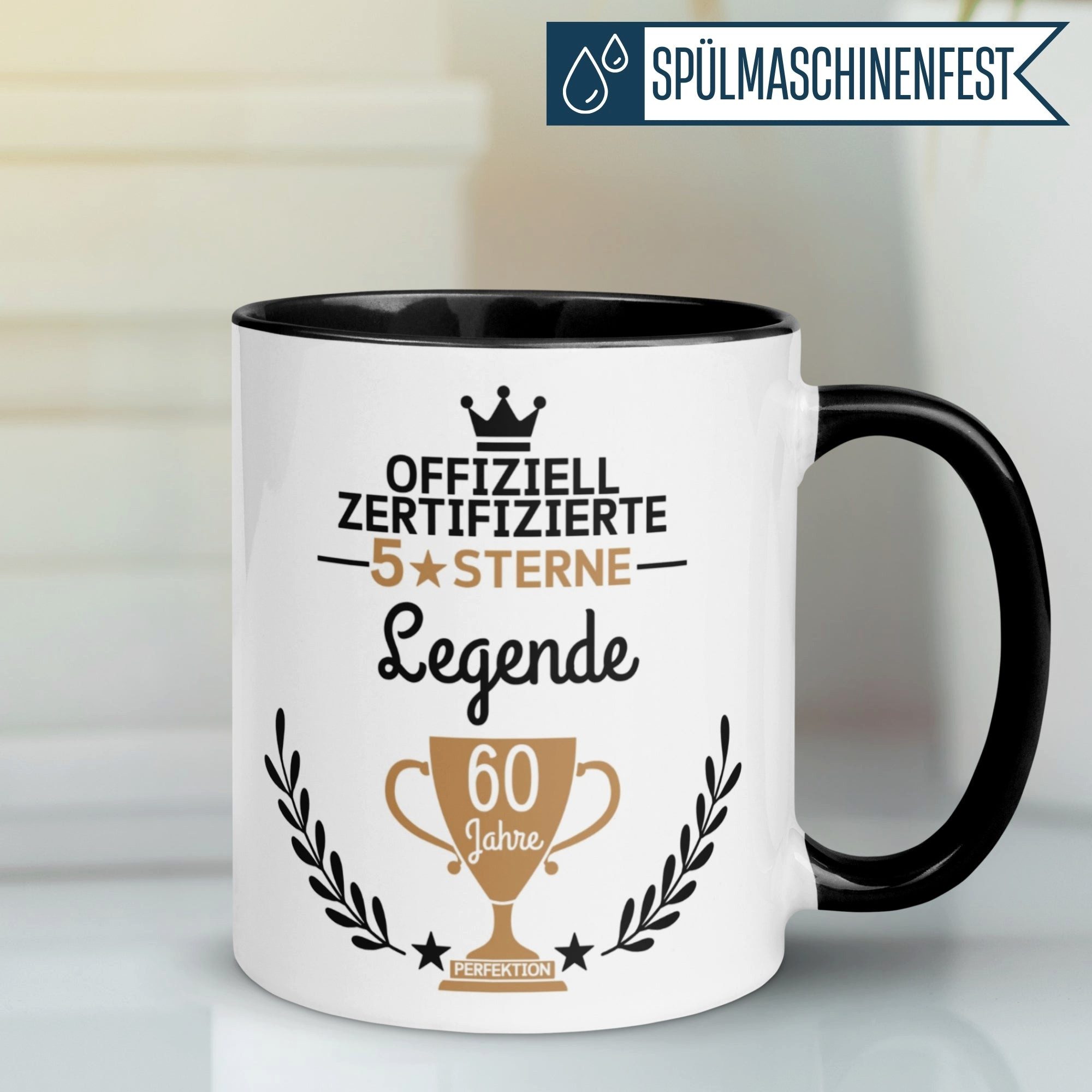 Momentals Tasse 60. Geburtstag Mann Frau – 5 Sterne Legende – Männer Frauen, Gratis Versand · Links-&Rechtshänder · Spülmaschinenfest