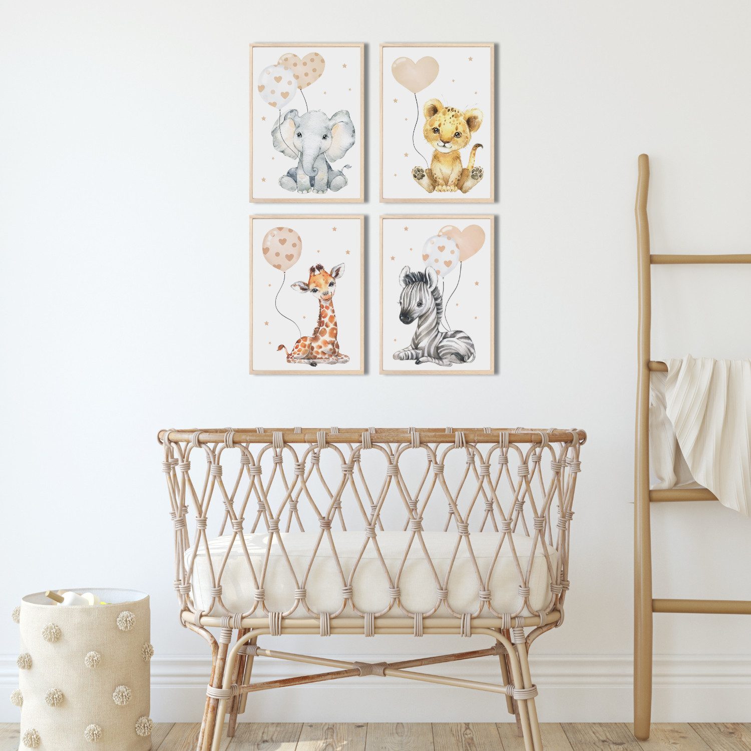 MeinBaby123® Poster Bilder Kinderzimmer, Tiere Poster Kinderzimmer Deko, Babyzimmer Deko, Tier Wandbilder