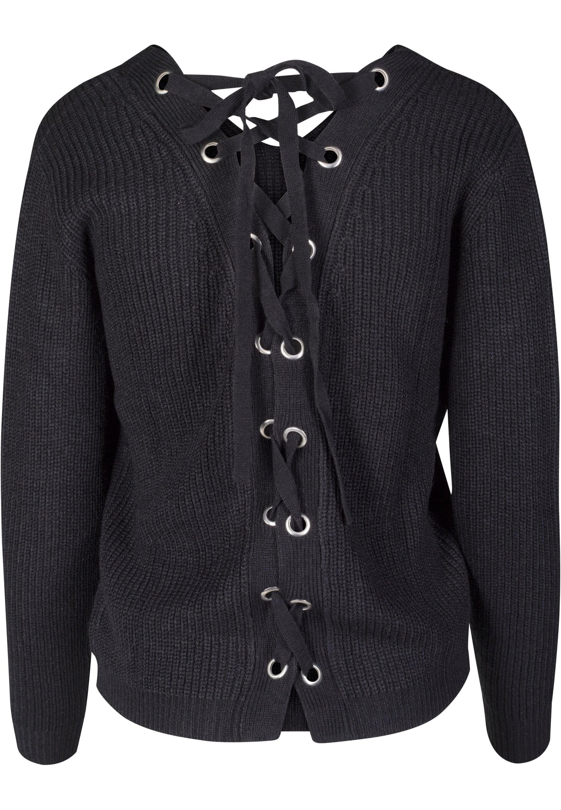 URBAN Sweater Back Damen CLASSICS (1-tlg) Ladies Kapuzenpullover Lace black Up