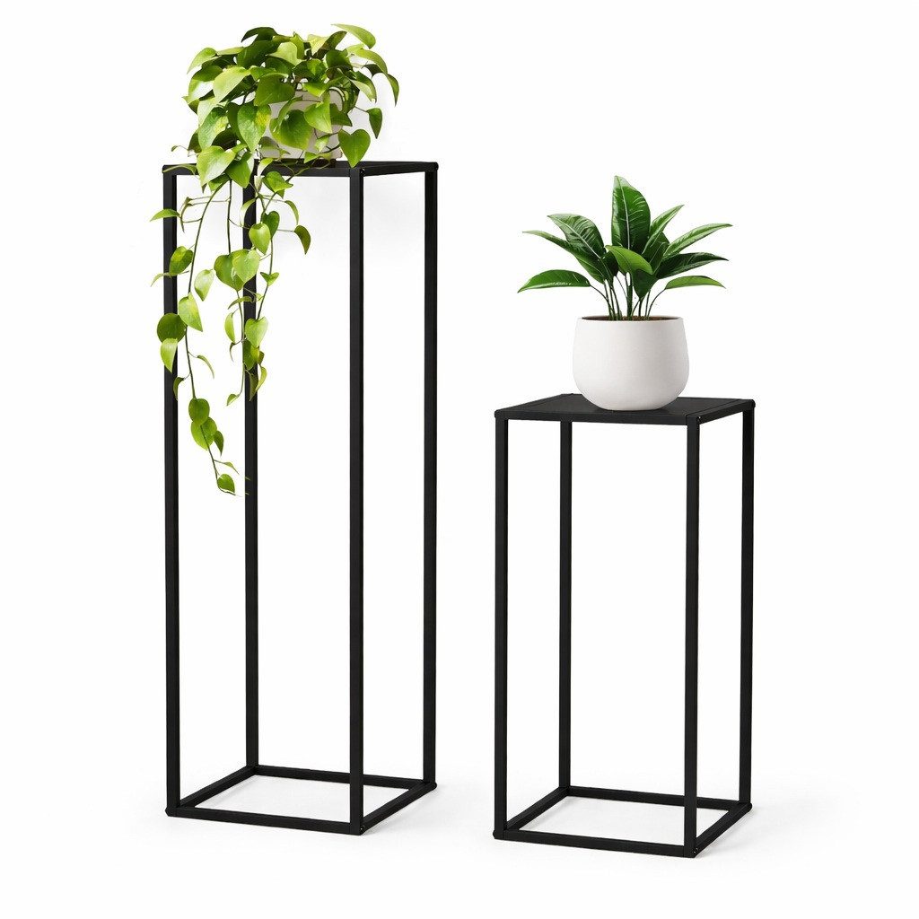 DanDiBo Blumenhocker Metall Schwarz Eckig 2er Set 96587 Beistelltisch Hoch Pflanzenständer, Blumenhocker Design Modern
