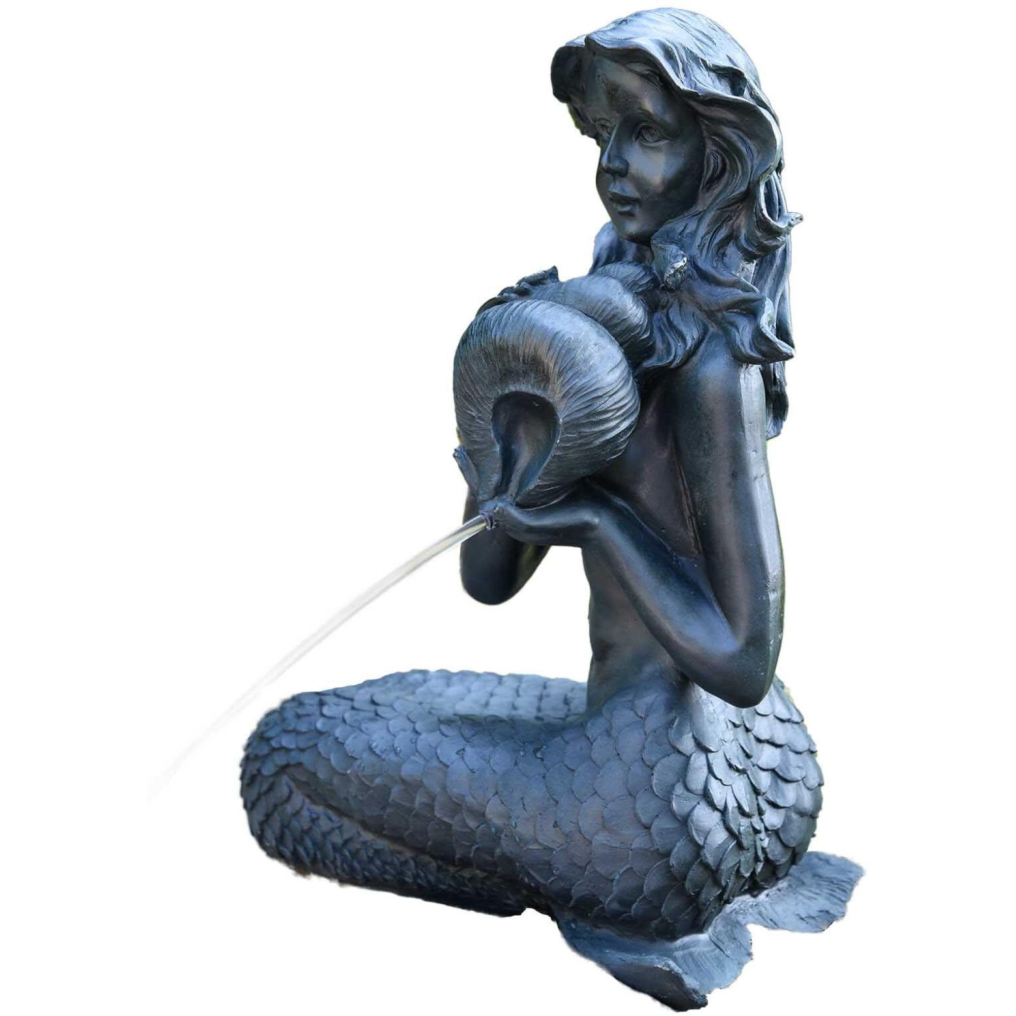 Wasserspeier Teichfigur 'Meerjungfrau mit Amphore', 39x26x54cm