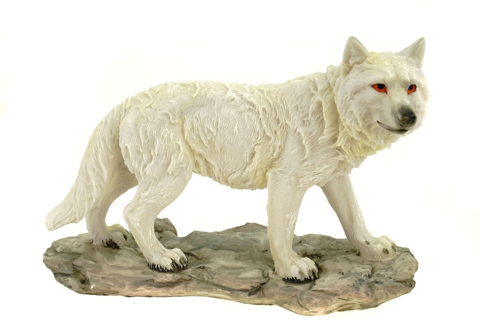 Dekofigur Figur stehender Weißer Wolf 21 cm Tierfigur