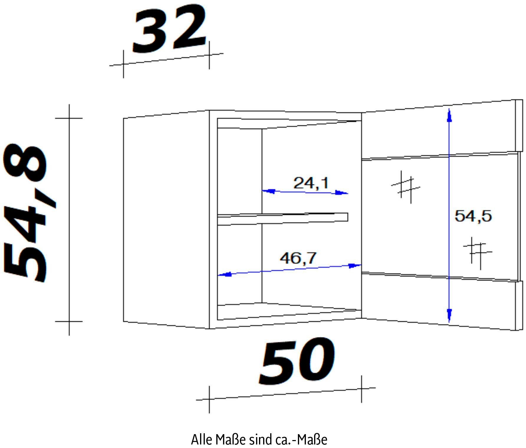Flex-Well Glashängeschrank Samoa (B x H x T) 50 x 54,8 x 32 cm, mit Stollenglastüren – Bild 3 von 3