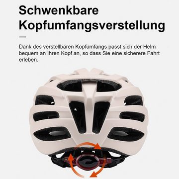 Gontence Fahrradhelm Fahrradhelm (1-tlg., Fahrradhelm mit 24 Belüftungslöchern und Rücklicht (1-tlg., Weiß), abnehmbar zum Ausspülen