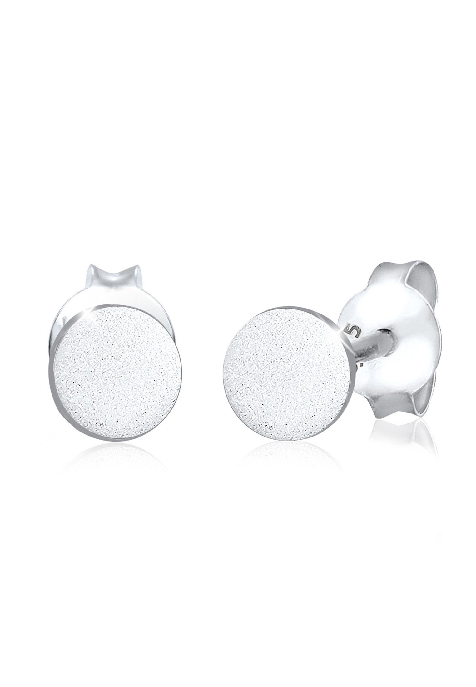 Paar Ohrstecker Kreis Geo mattiert 925 Sterling Silber
