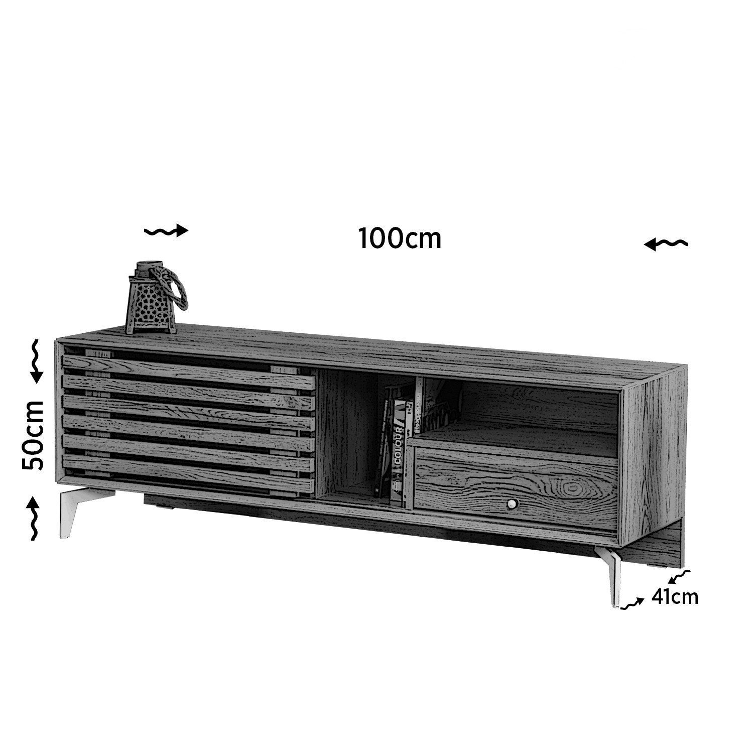 cm, Melaminbeschichtete Decor TV-Schrank Skye 100% Schränke, Partikelplatte 50x100x41