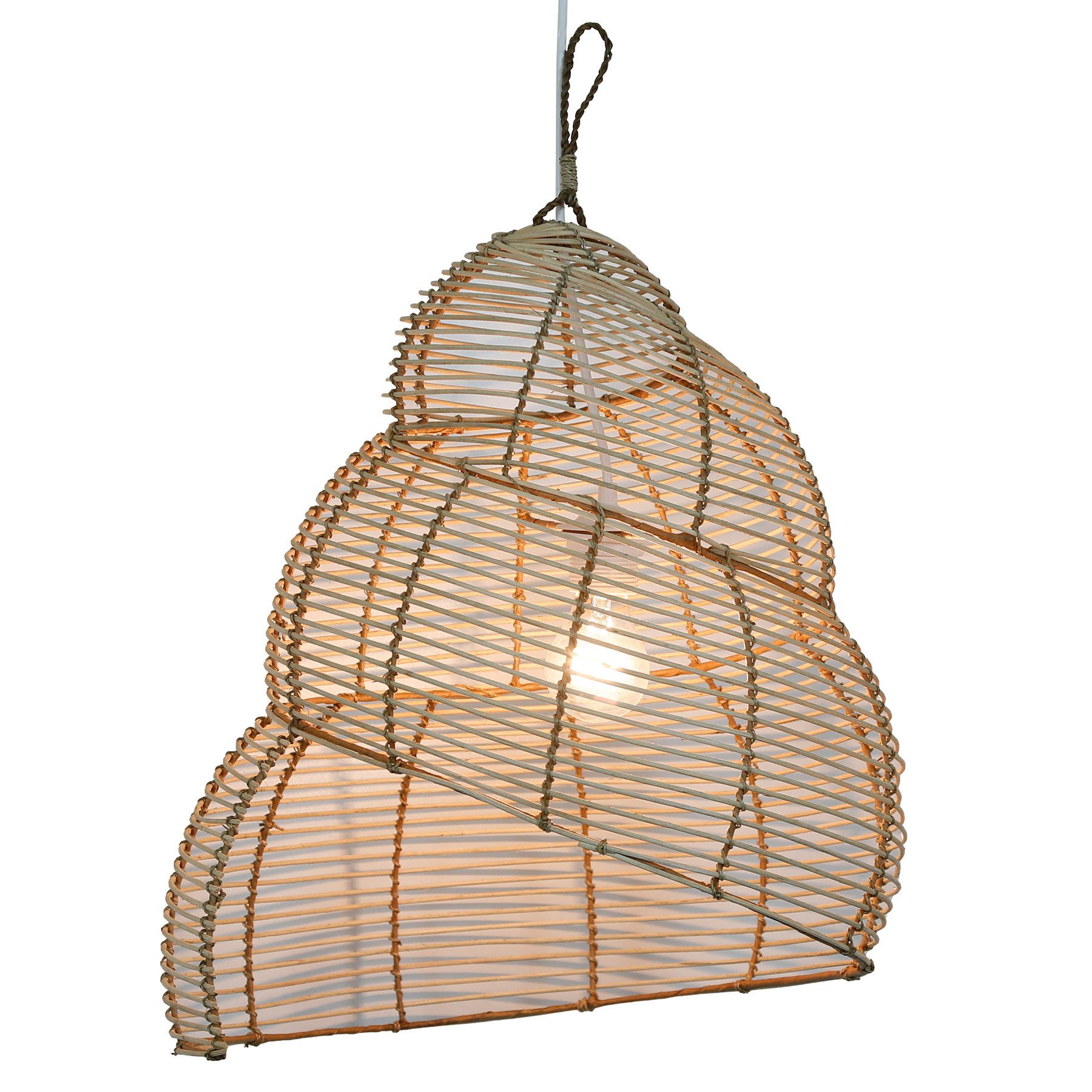 Casa Moro Hängeleuchte XL Deckenlampe Rattan Natur – Hängelampe Ø 40 x H 60 cm, ohne Leuchtmittel, Pendelleuchte, E27, Wohnzimmer, Schlafzimmer, Esszimmer, Kinderzimmer