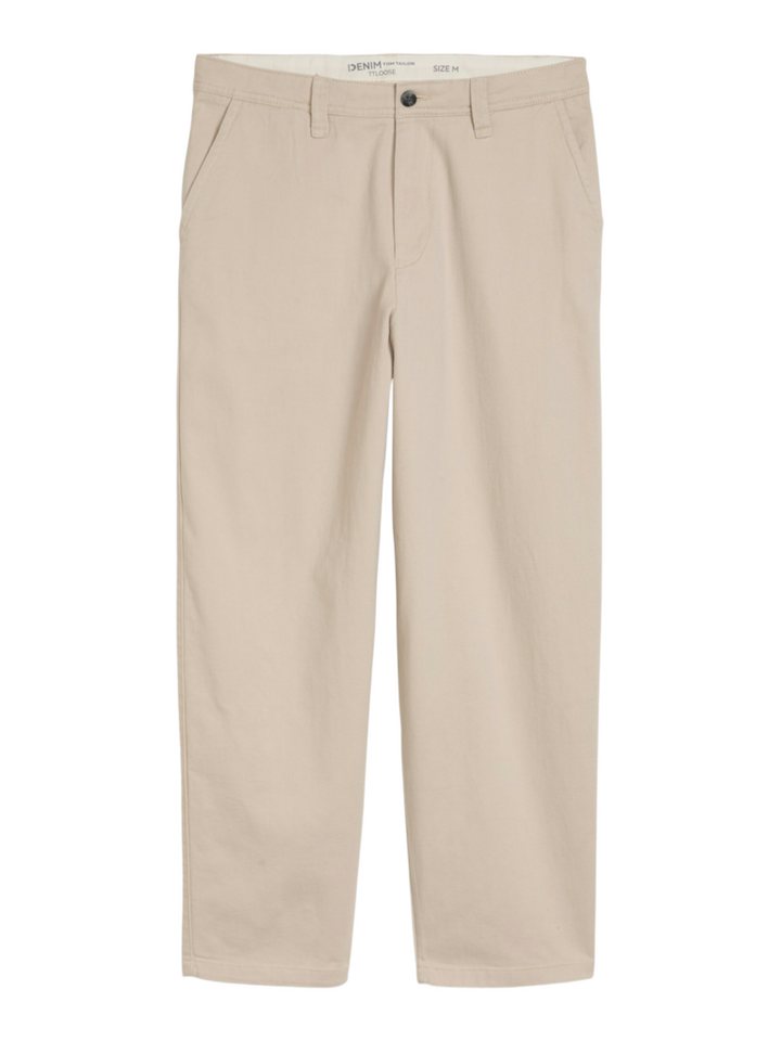 TOM TAILOR Denim Stoffhose N natur,Business,Baumwolle,Unifarben,Loose Fit,Mittel