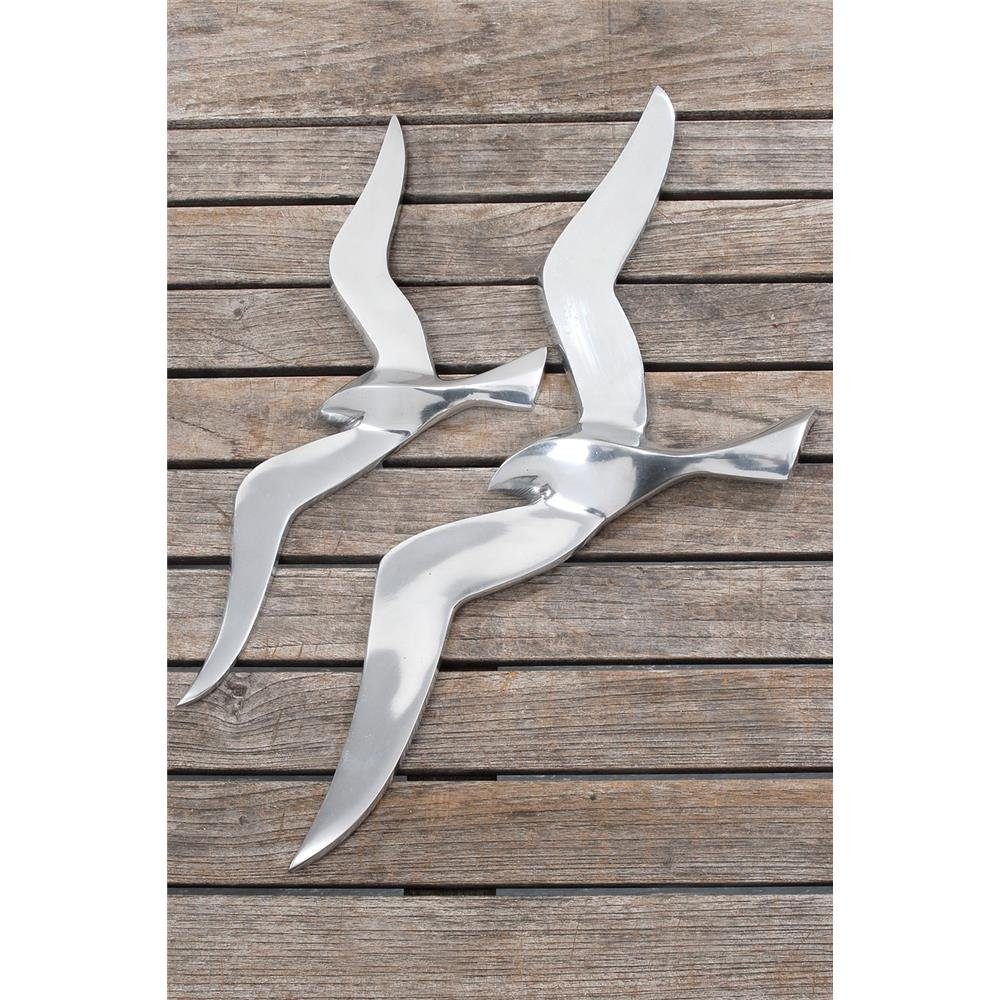 BOLTZE Dekoobjekt Jonathan (1 St., Wandobjekt Möwe), Möwe Aluminium Silber 47 x 18 cm Glänzend