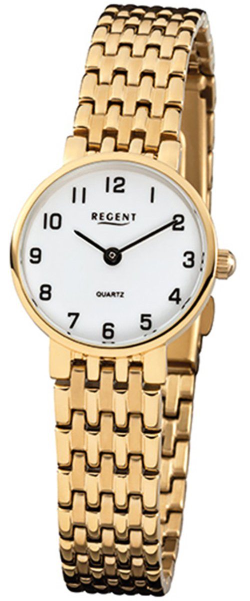 Regent Quarzuhr Regent Damen-Armbanduhr gold Analog F-716, Damen Armbanduhr rund, klein (ca. 24mm), Edelstahl, ionenplattiert