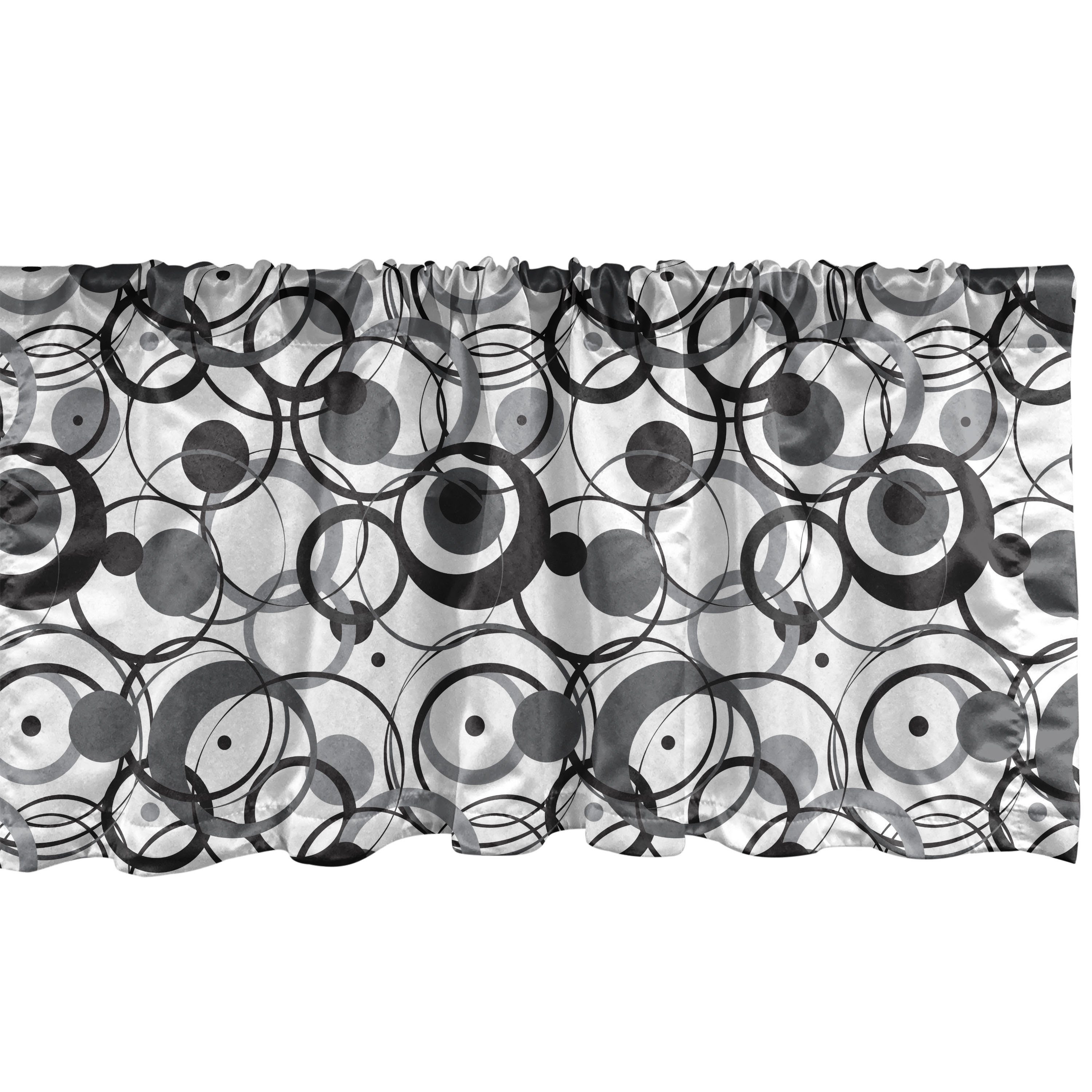 Scheibengardine Vorhang Volant für Küche Kreis-Punkte Schlafzimmer Abstrakt mit Moderne Stangentasche, Microfaser, Abakuhaus, Dekor