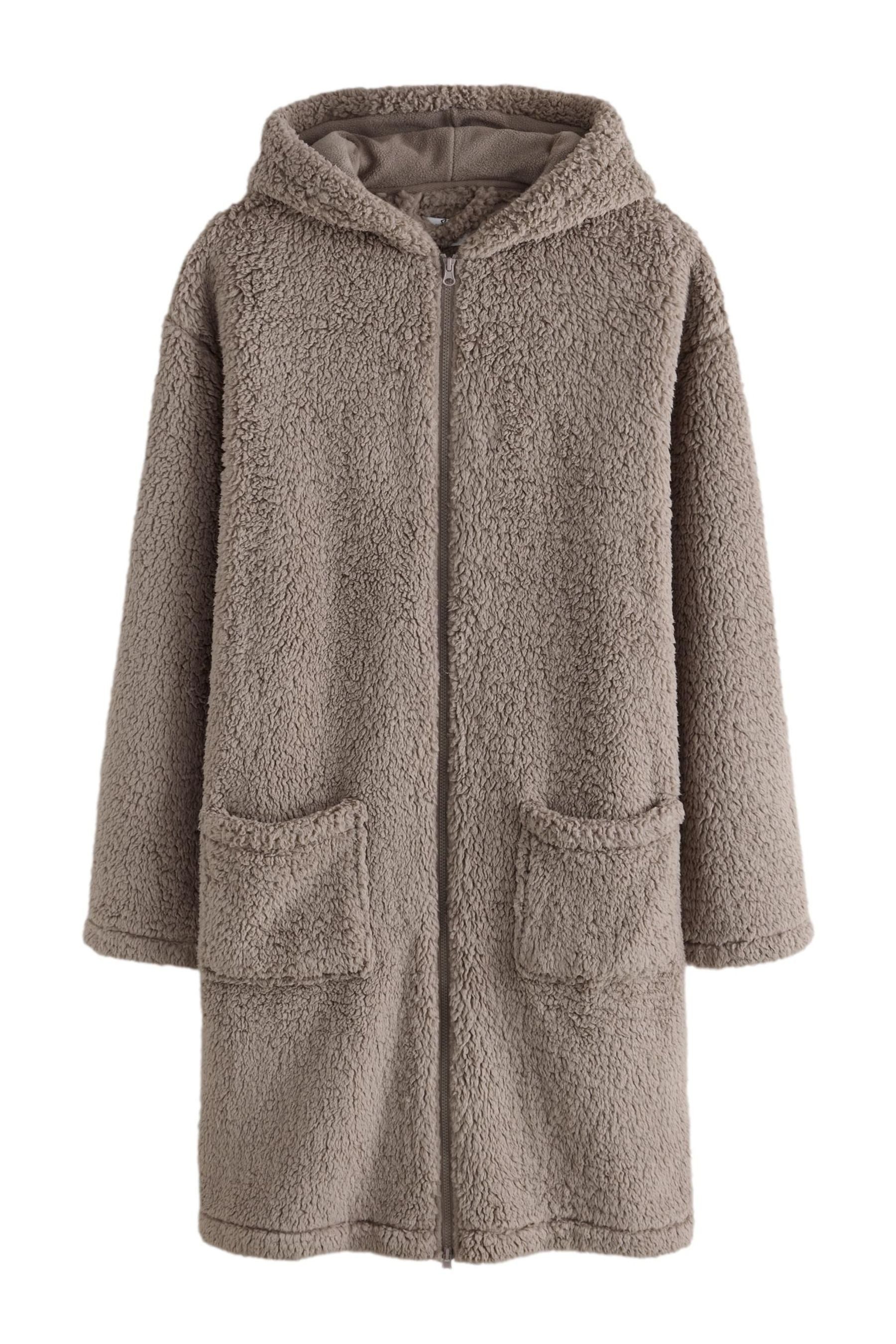 Next Morgenmantel Borg-Morgenmantel mit durchgehendem Reißverschluss, Polyester (recycelt)