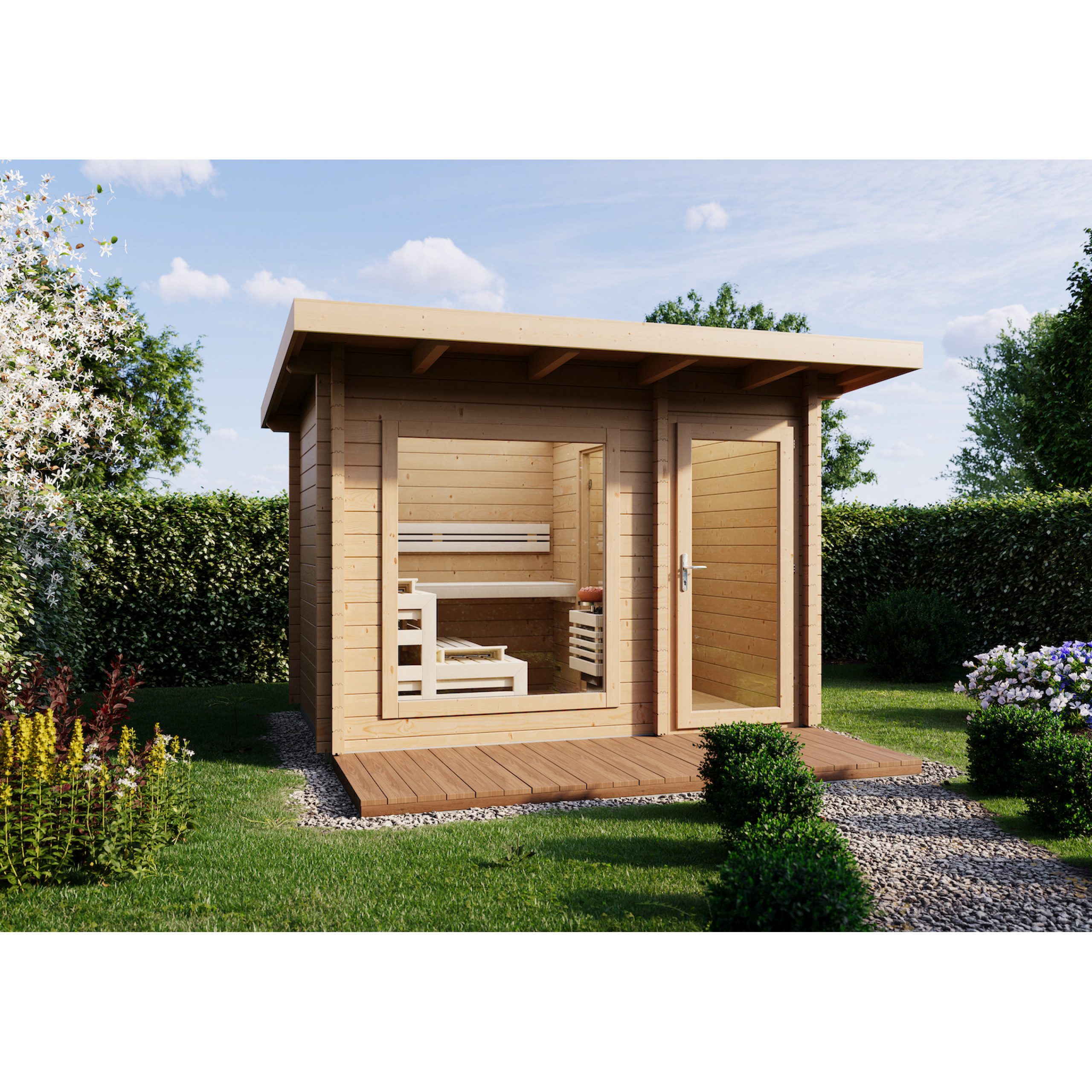 Infraworld Fasssauna Infraworld Gartensauna Terra 2B Außensauna mit Vorraum Saunahaus 341