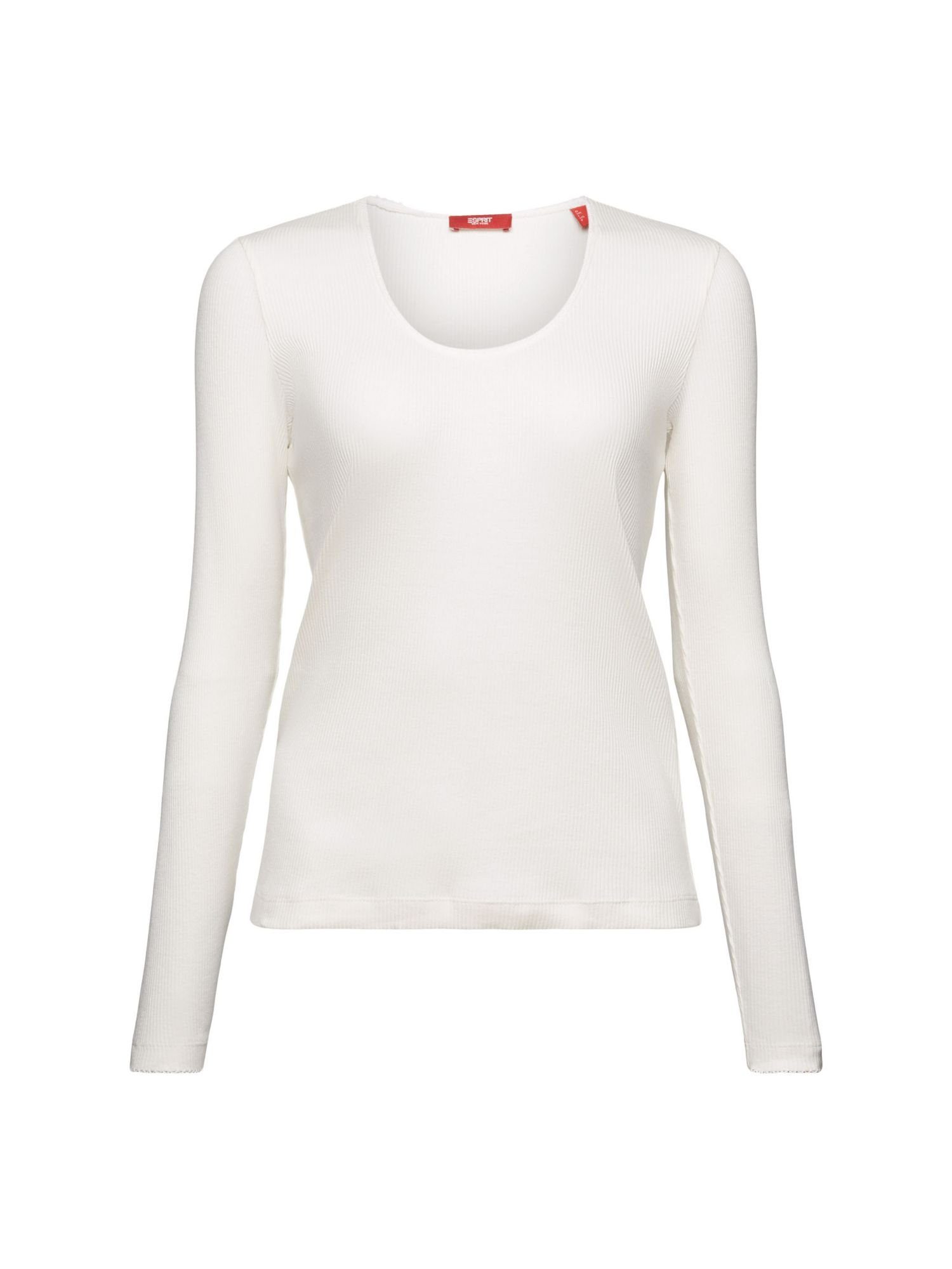 Esprit Langarmshirt Longsleeve aus Rippstrickjersey (1-tlg) ICE