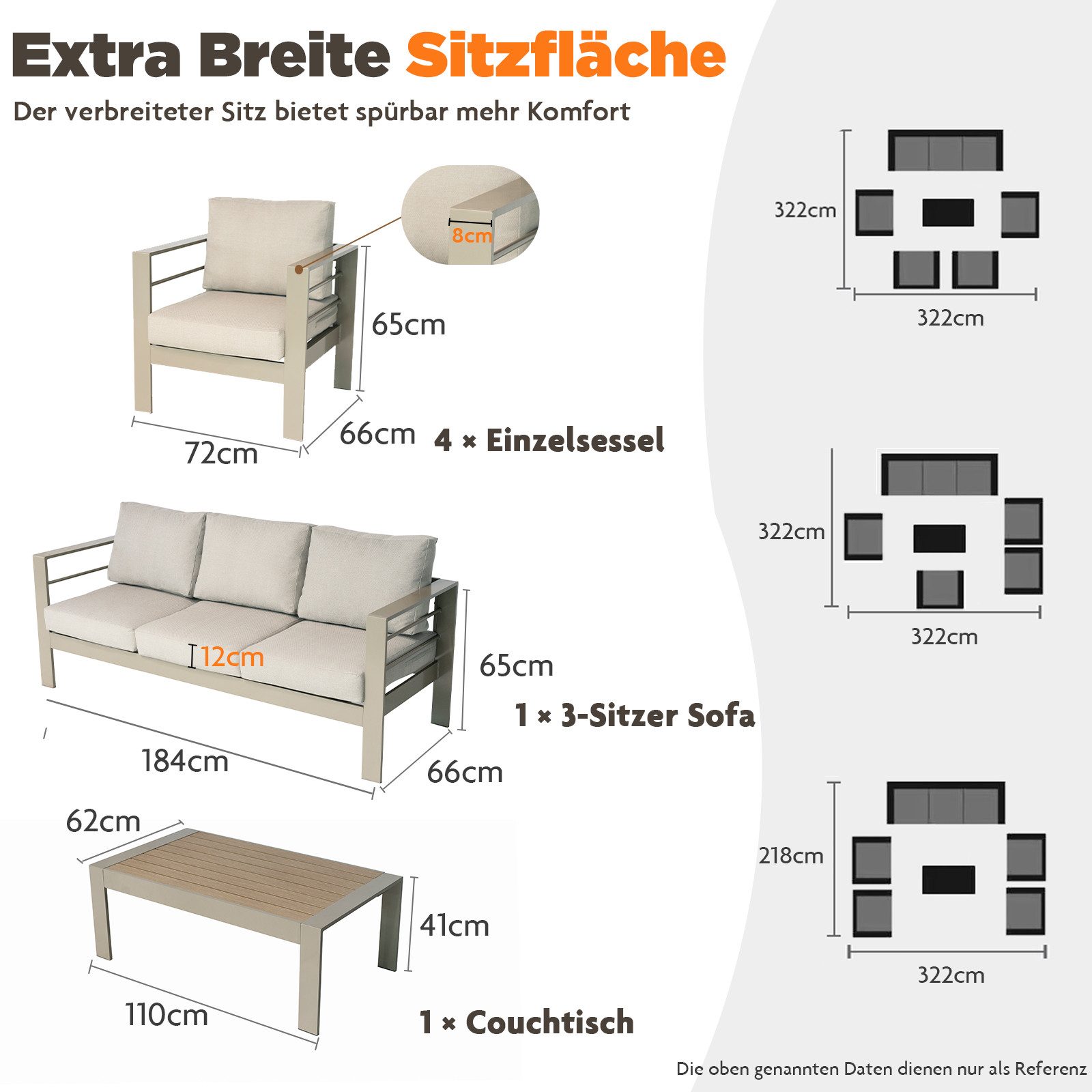 MeXo Gartenlounge-Set XXL Gartenmöbel Set Aluminium günstig online kaufen