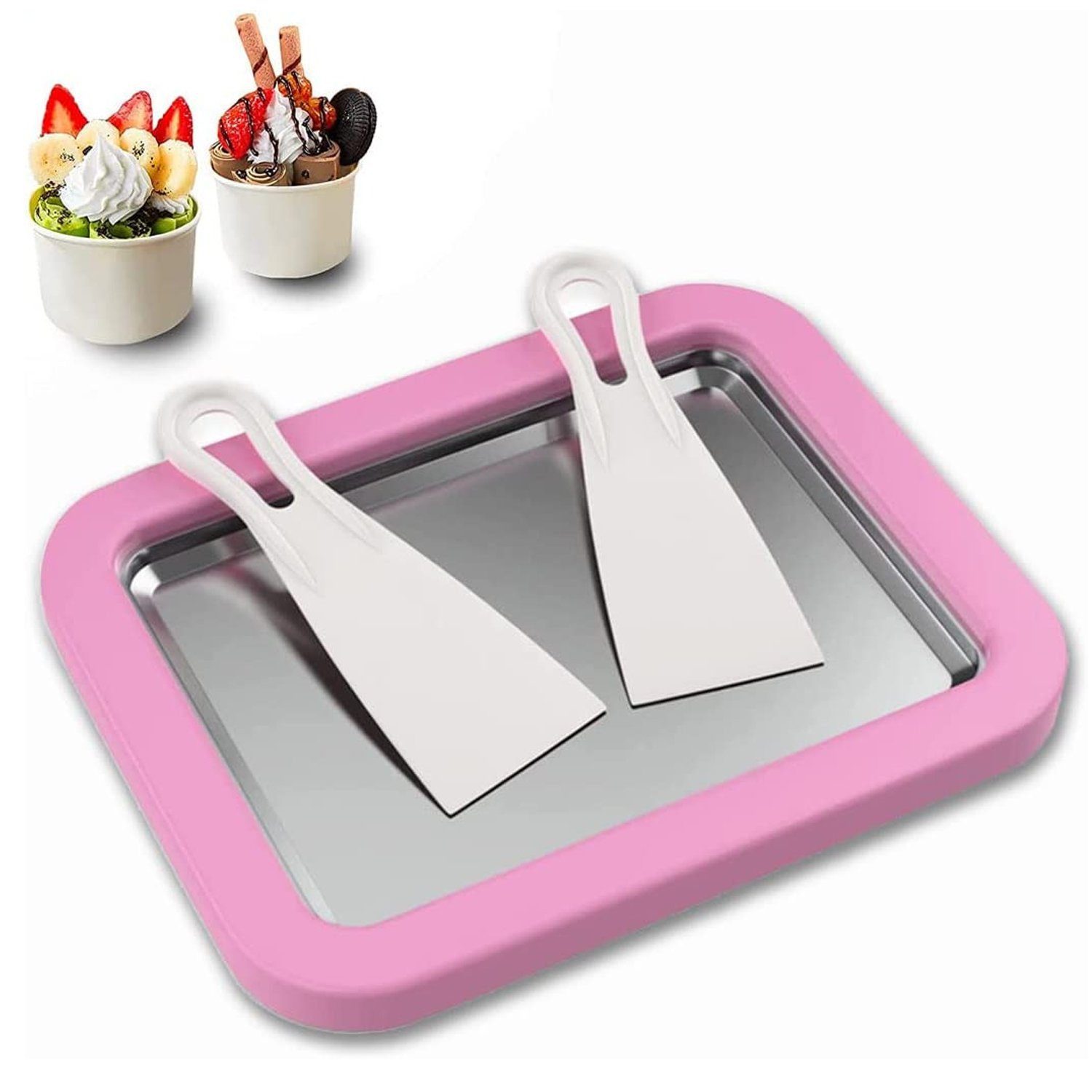 KINSI Eiswürfelform Eisplatte zum eis machen, Rolled Ice Cream Maker, Eis Platte Für Ice Rolls, Rolleismaschiene Platte