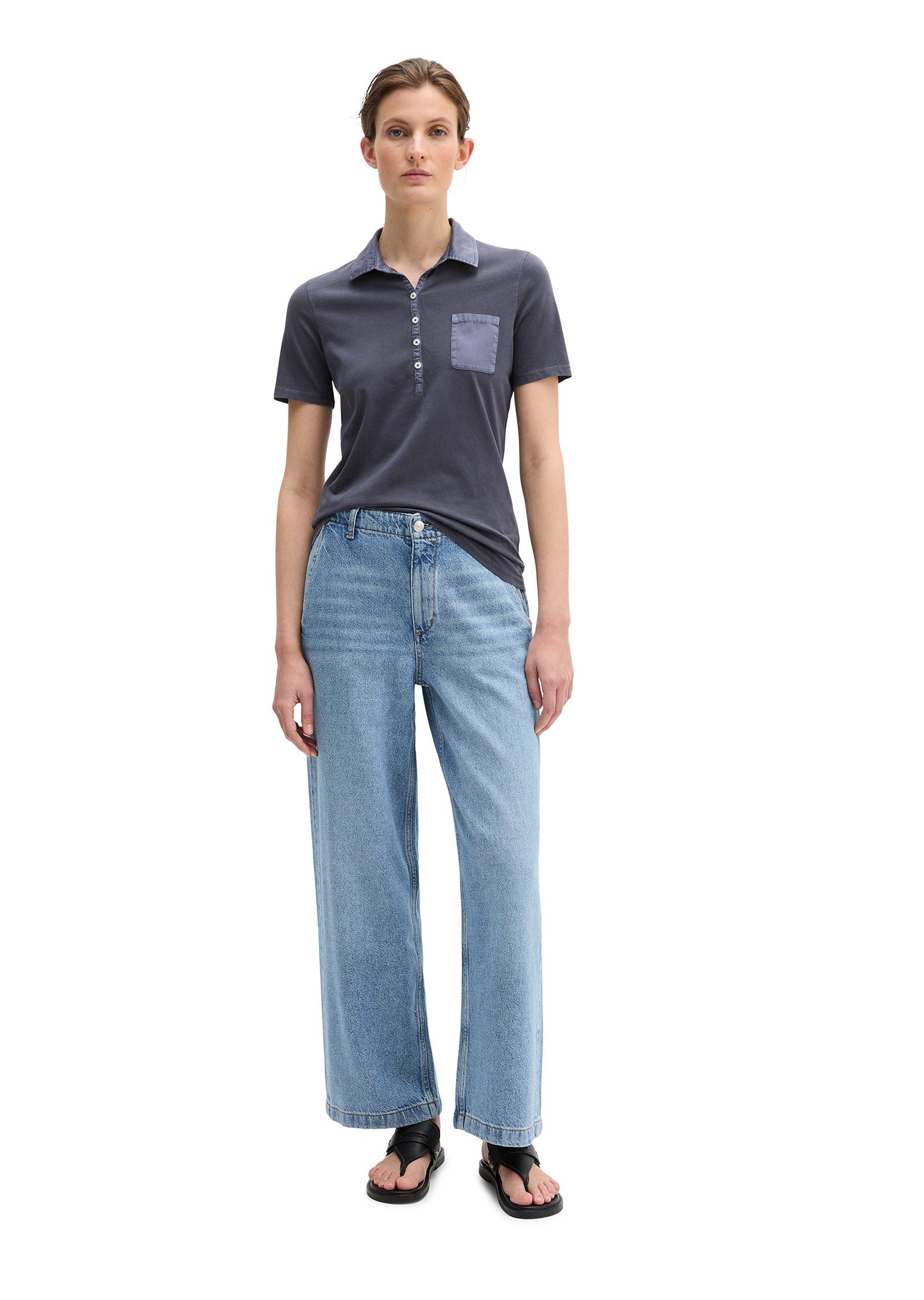 Marc O'Polo Poloshirt mit Material-Mix-Details – Bild 5 von 5