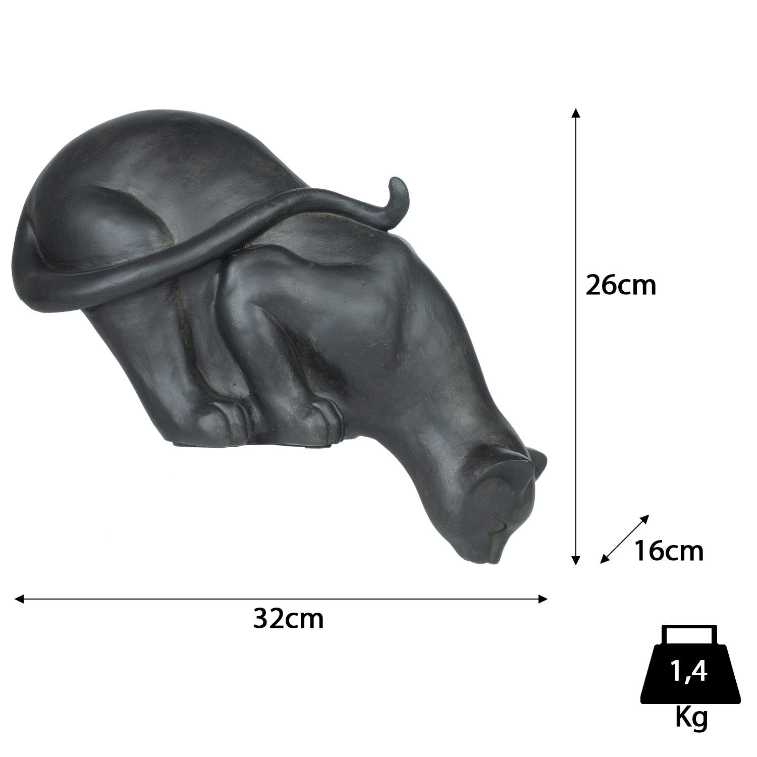 Moritz Dekofigur Kantenhocker Katze 26 cm, Polyresin Figuren Deko Geschenk Geometrische TierFigur Modern Skulptur