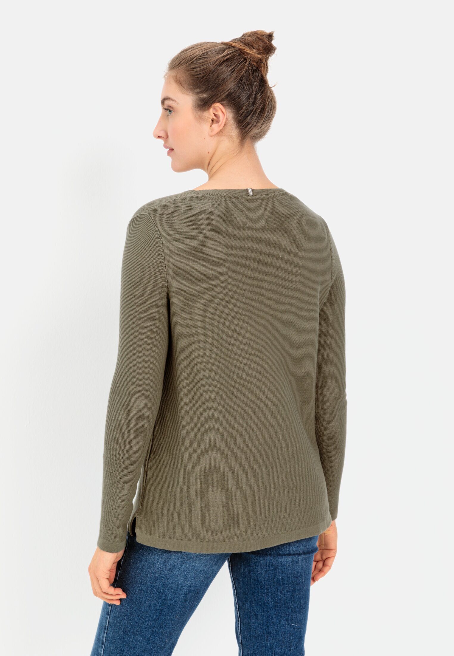 camel active Strickpullover mit V-Ausschnitt Markenlabel günstig online kaufen