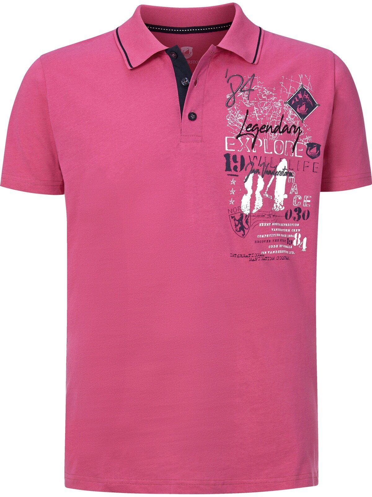 NANFRED pink hochwertiger Baumwolle Vanderstorm Jan Poloshirt aus